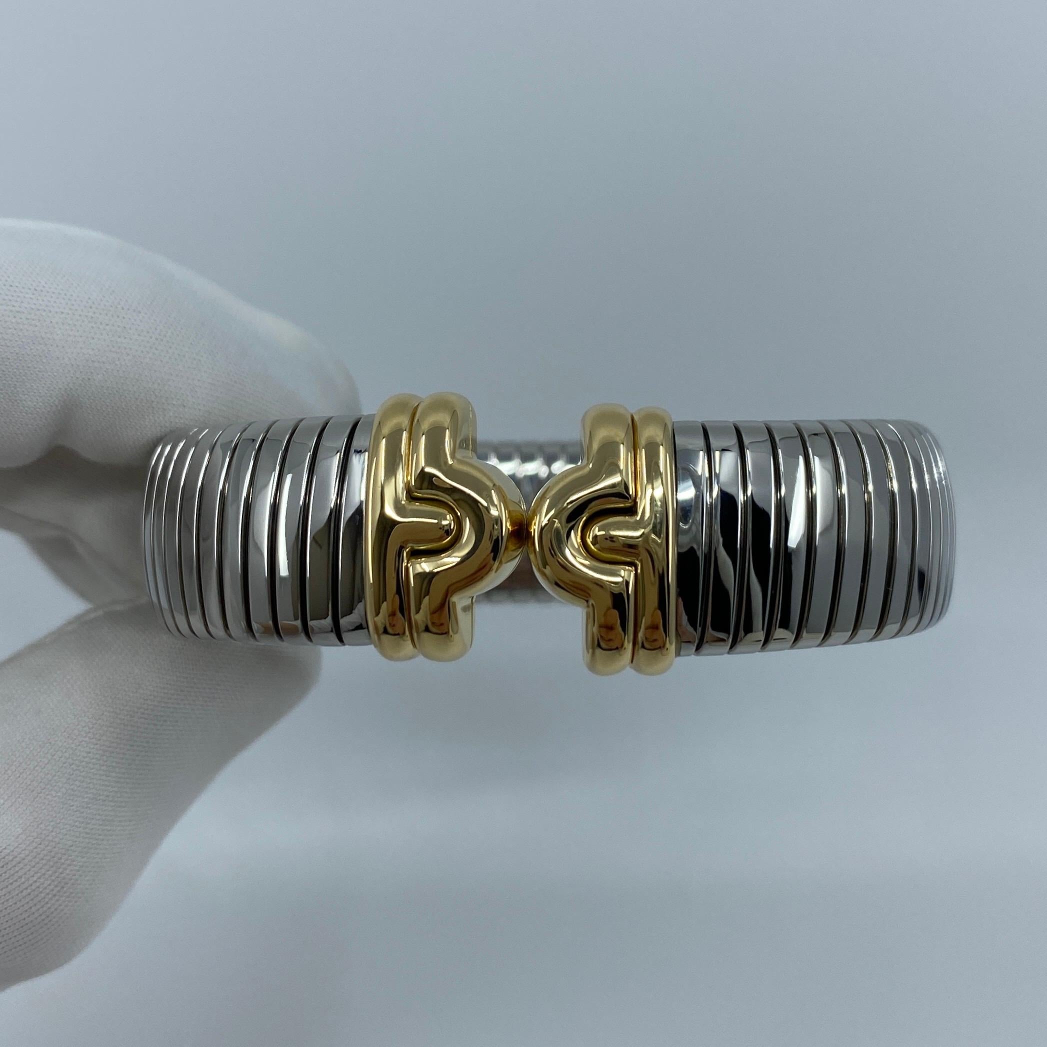Bvlgari Bulgari Parentesi Tubogas Bangle Bracelet Cuff 18 Karat Gold Steel 5