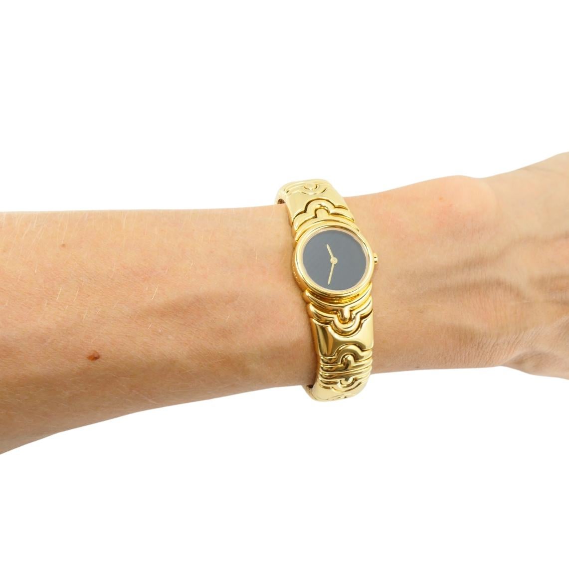 Bvlgari Reloj Bulgari Parentesi BJ 01 Oro 18k Esfera Negra Funda Original en venta 7