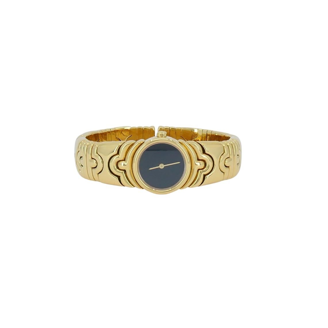 Bvlgari Reloj Bulgari Parentesi BJ 01 Oro 18k Esfera Negra Funda Original en Excelente estado para la venta en Beverly Hills, CA