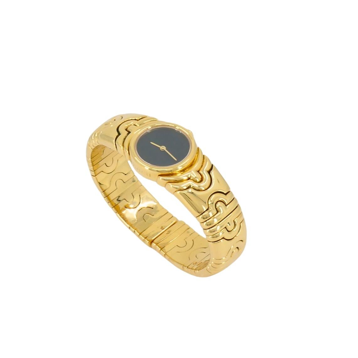 De las mujeres Bvlgari Reloj Bulgari Parentesi BJ 01 Oro 18k Esfera Negra Funda Original en venta