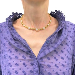 Bvlgari Bulgari Passo Doppio Pearl 18k Gold Link Necklace
