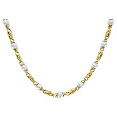 Bvlgari Bulgari Passo Doppio Pearl 18k Gold Link Necklace