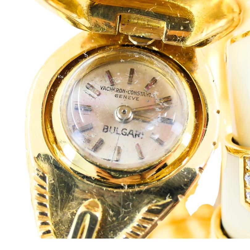 Bvlgari Bulgari Rare Serpenti Watch 18k Gold White Enamel Gemstones For Sale 1