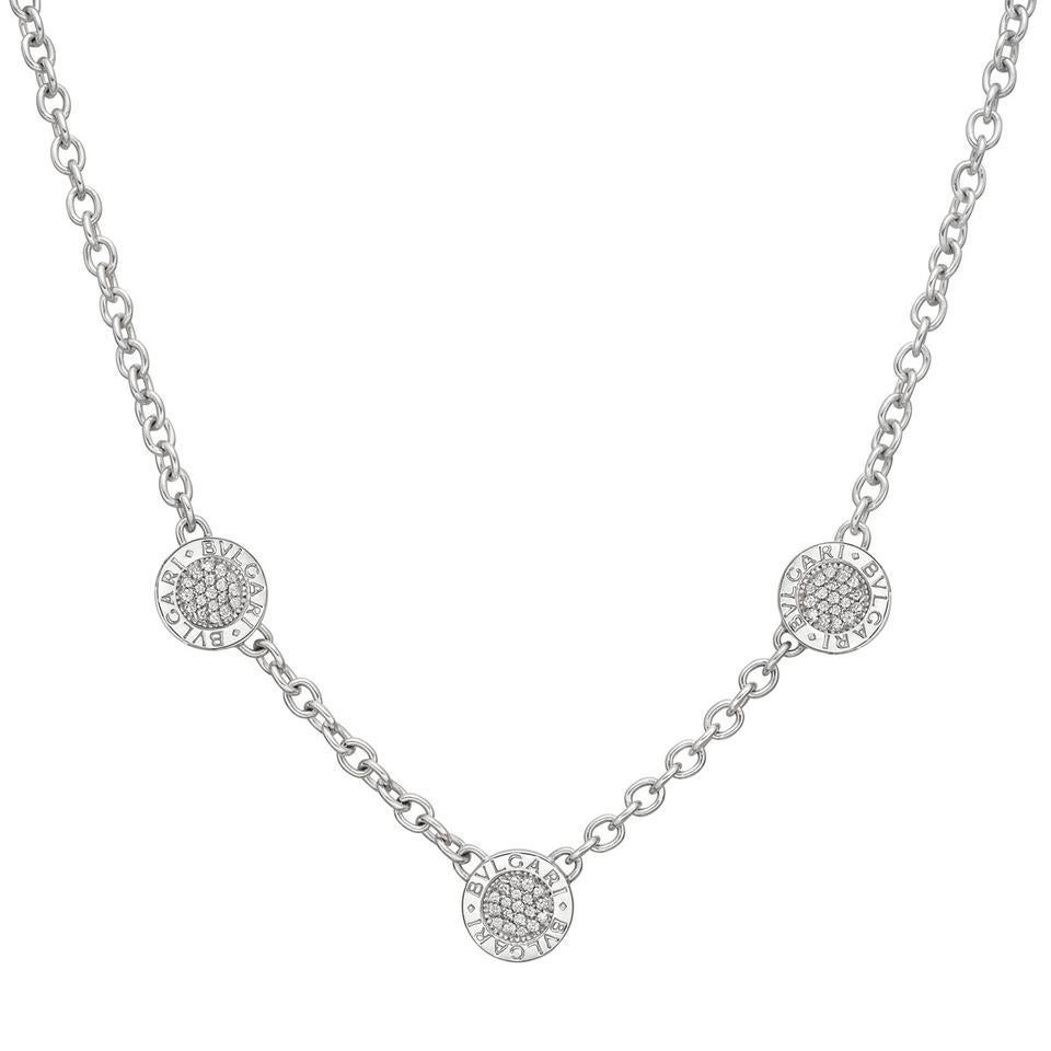 Bvlgari Bulgari Reversible 18 Karat White Gold Diamond Onyx 3 Circle Necklace