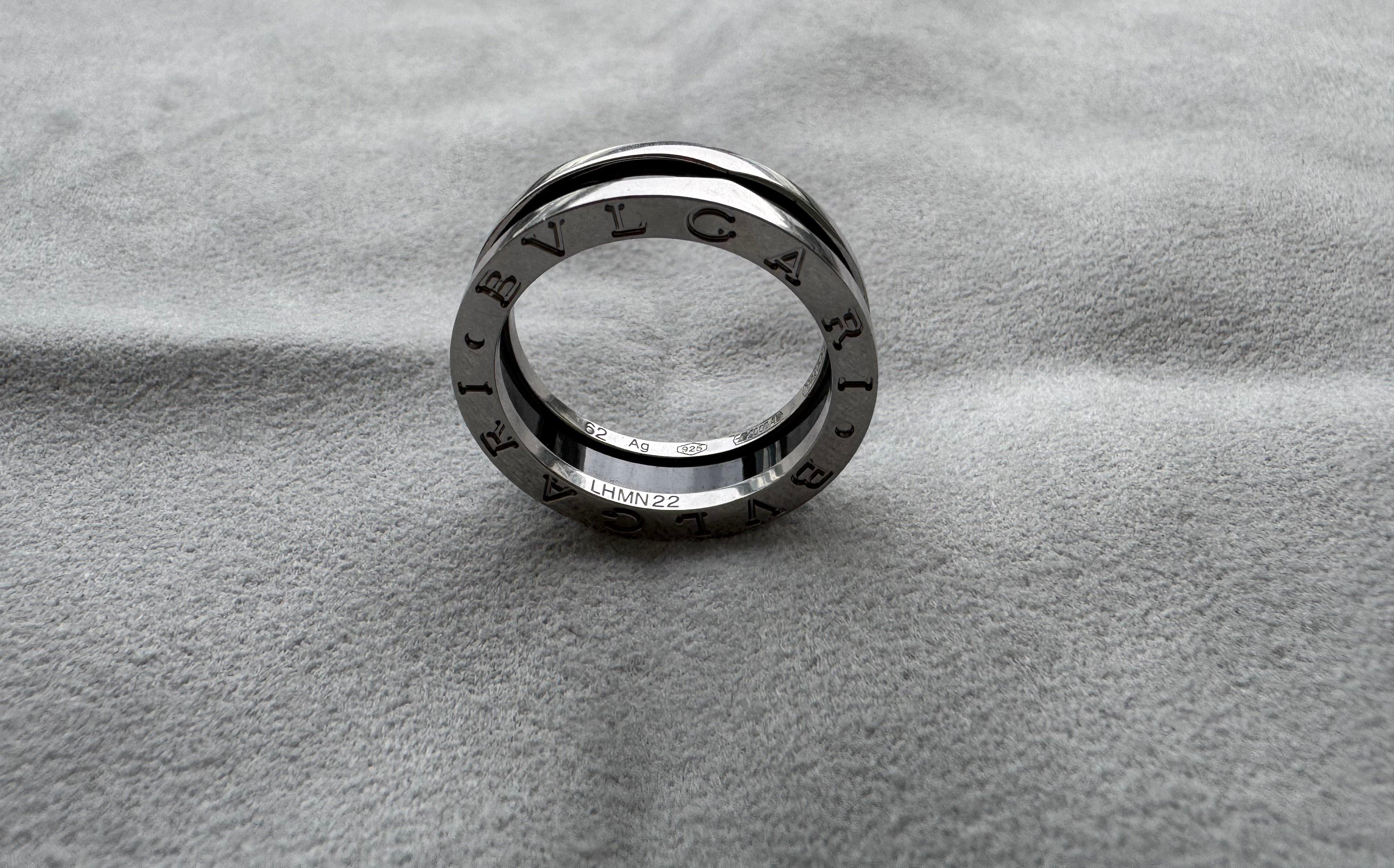 Bvlgari Bulgari Save the Children Anello grande in ceramica nera in argento Sterling 925 in vendita 1
