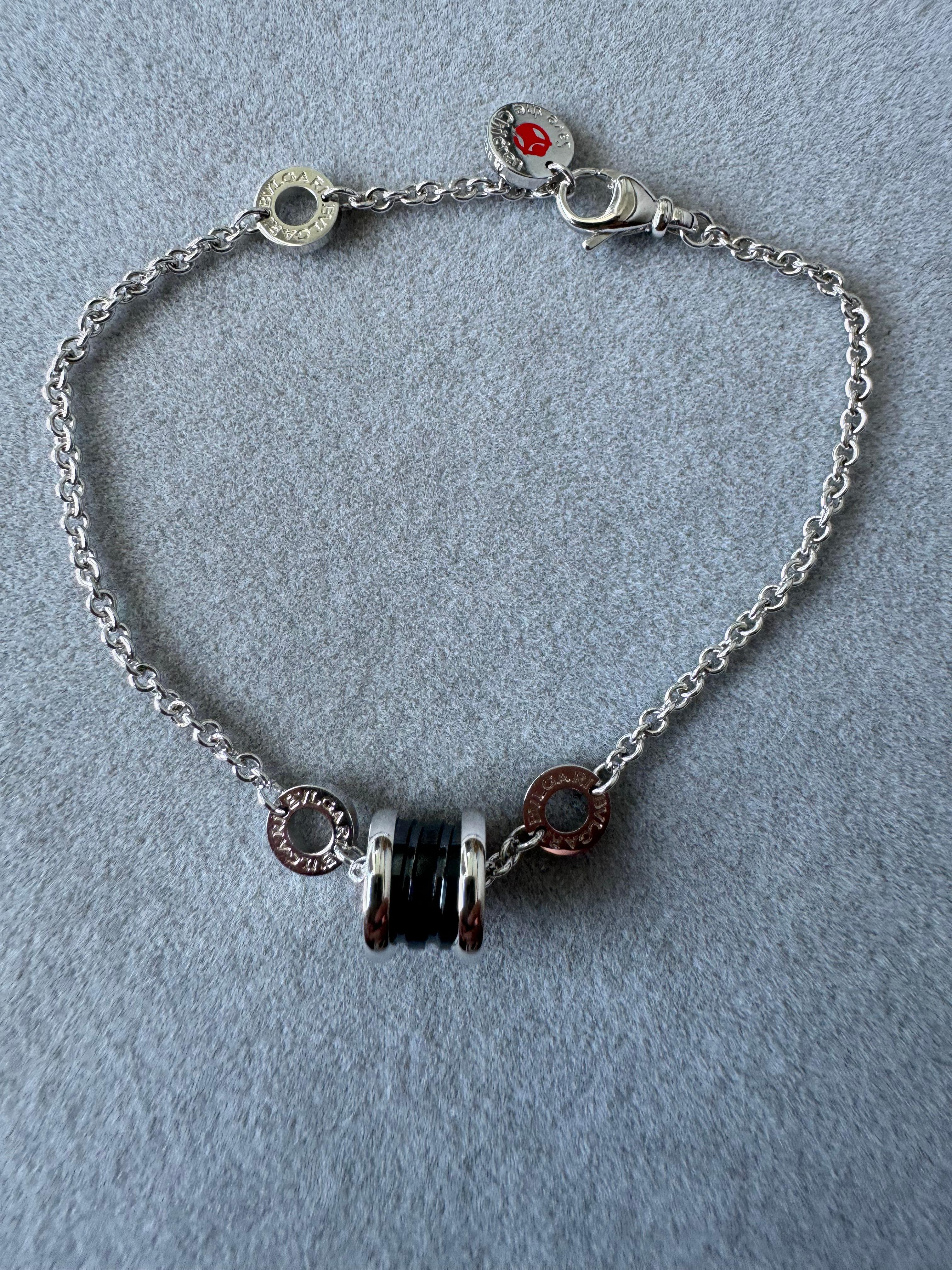 Bvlgari Bulgari Save the Children Sterling Silver Black Ceramic Pendant Bracelet
925 Sterling Silver + Black Ceramic (Metals & Materials tested for verification)
Beautiful Italian Craftmanship 
Pre-Owned Excellent Condition - Very few Scratches on
