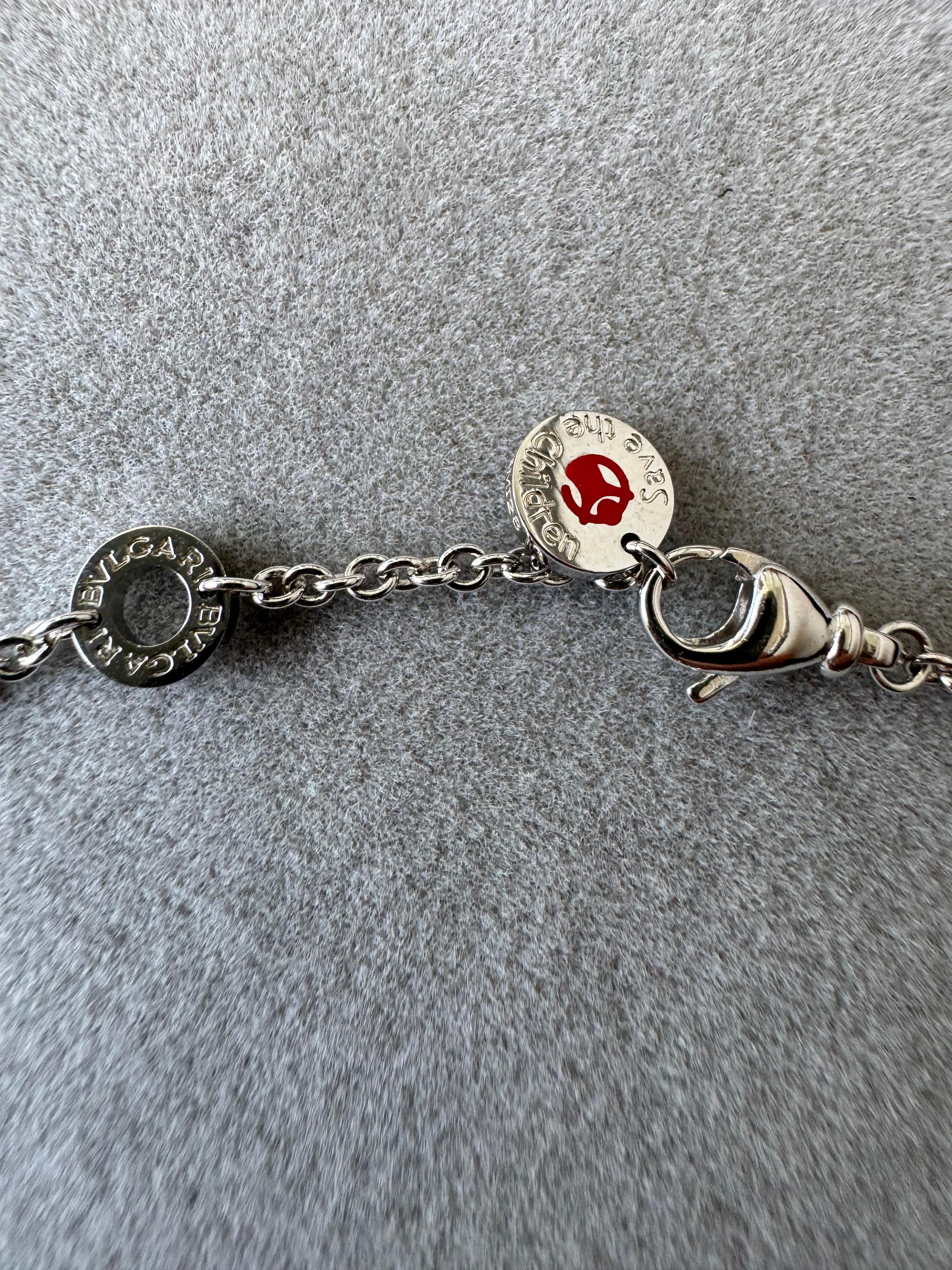 Bvlgari Bulgari Save the Children Sterling Silver Black Ceramic Charm Bracelet In Excellent Condition In Fairfax, VA