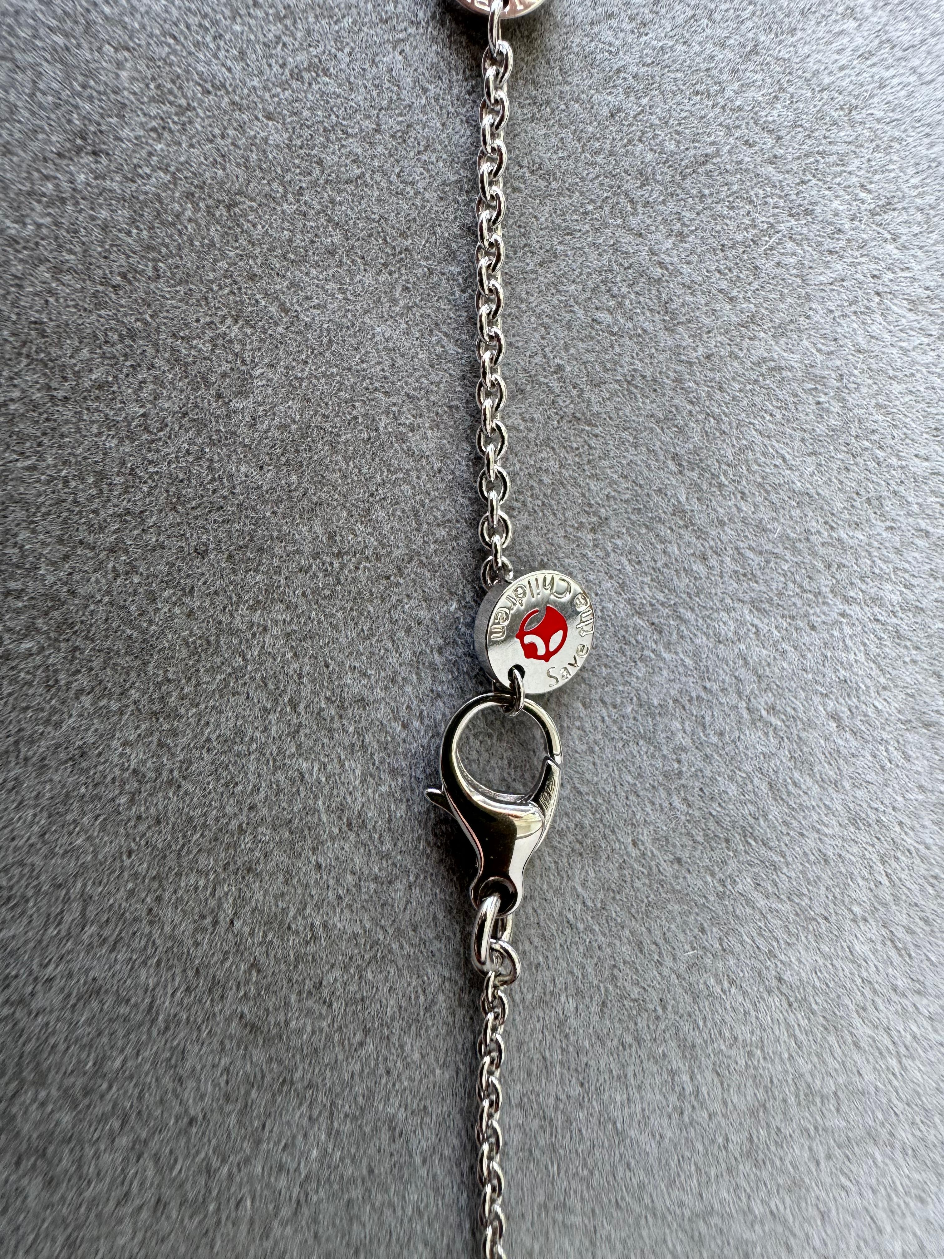 Bvlgari Bulgari Save the Children Sterling Silver Black Ceramic Pendant Necklace In Excellent Condition For Sale In Fairfax, VA