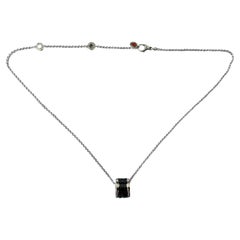 Bvlgari Bulgari Save the Children Sterlingsilber-Halskette mit schwarzem Keramik-Anhänger