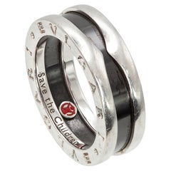 Bvlgari Bulgari “Save The Children” Sterling Silver Ceramic Ring