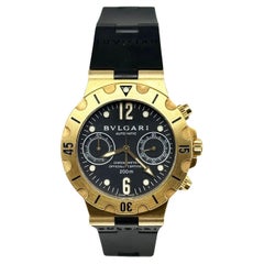 Bvlgari Bulgari Diagono SC 38 G Scuba 18K Gold Black Rubber Box Booklets