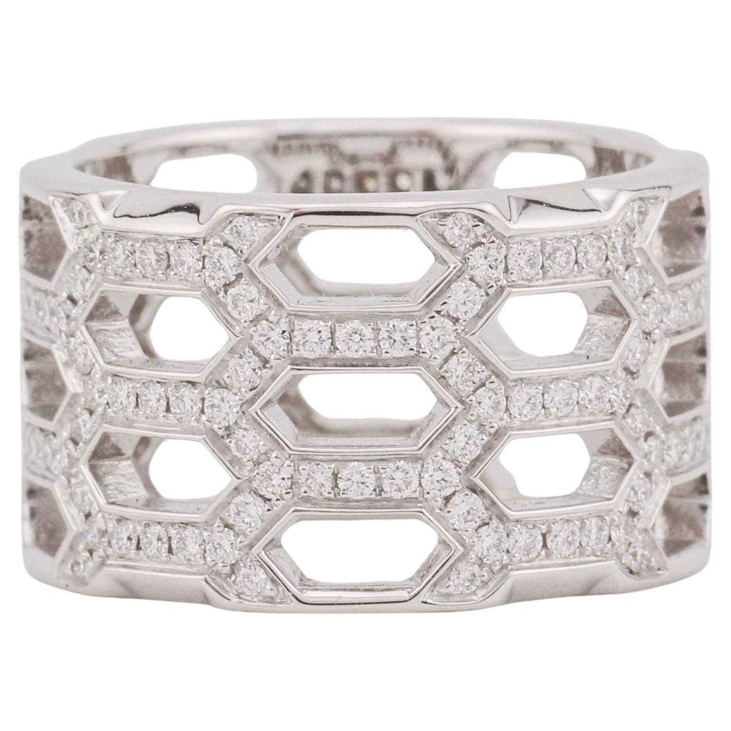 BVLGARI Bulgari Serpenti Diamond 18k White Gold Eternity Band Ring Size 6 52