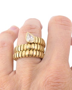 Bvlgari Bulgari Serpenti Tubogas Ring 18k Gold Diamond Size 6.25