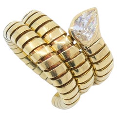 Bvlgari Bulgari Serpenti Tubogas Ring 18k Gold Diamond Size 6.25