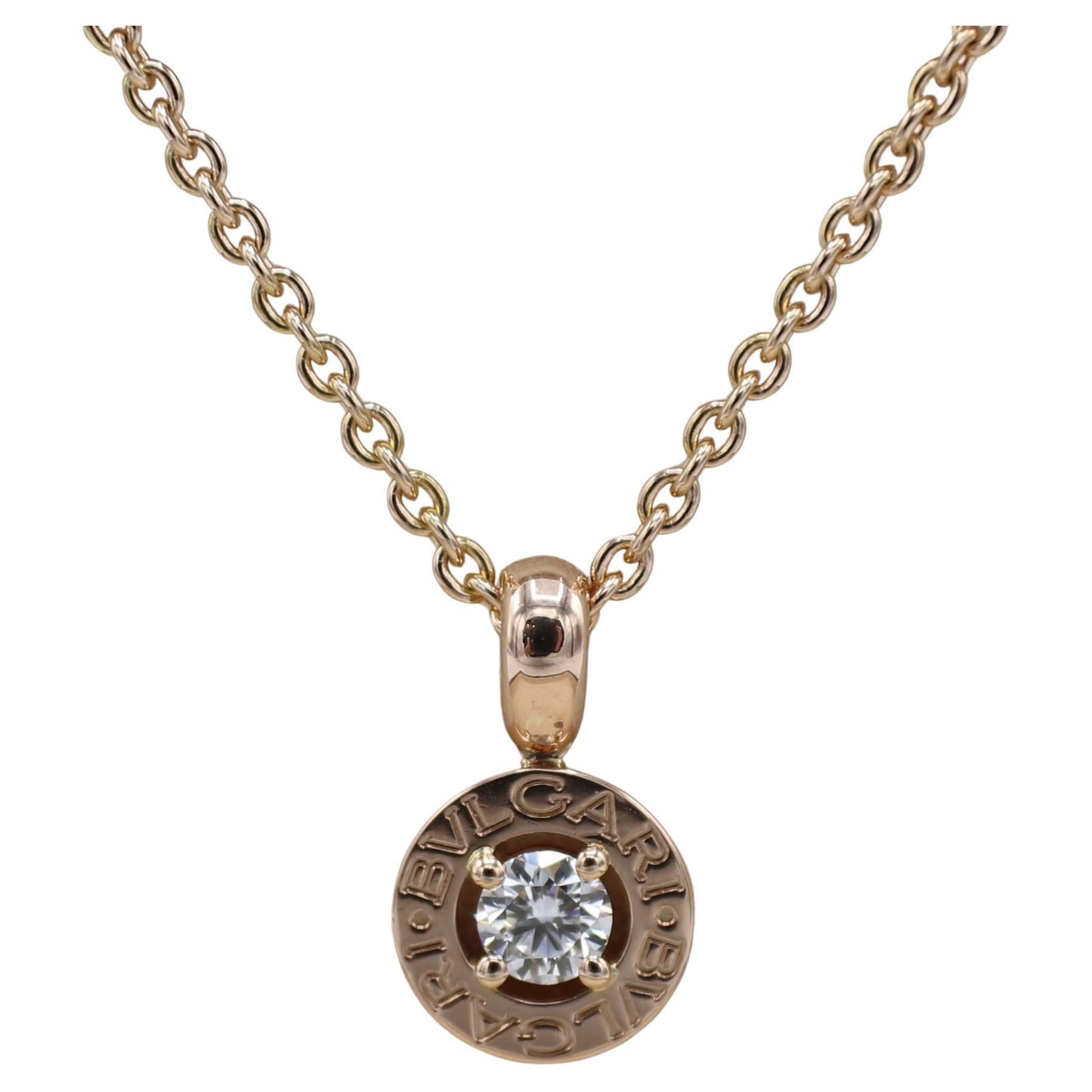 Bvlgari Bulgari Solitaire Natural Diamond Rose Gold Pendant Drop Necklace