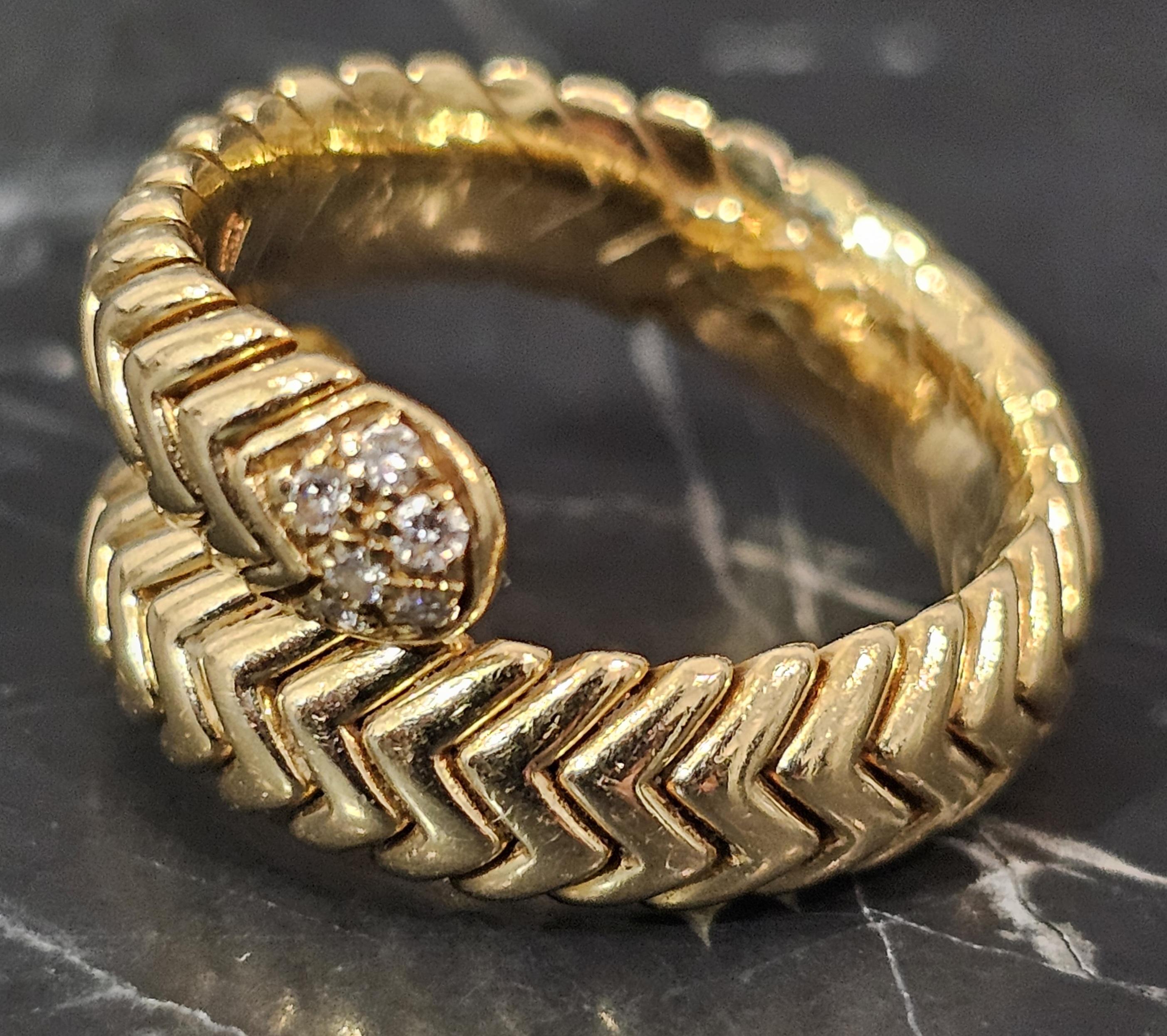 Bvlgari Bulgari Spiga Diamond Coil Ring 18k Yellow Gold size 6 11.5g (Rundschliff) im Angebot
