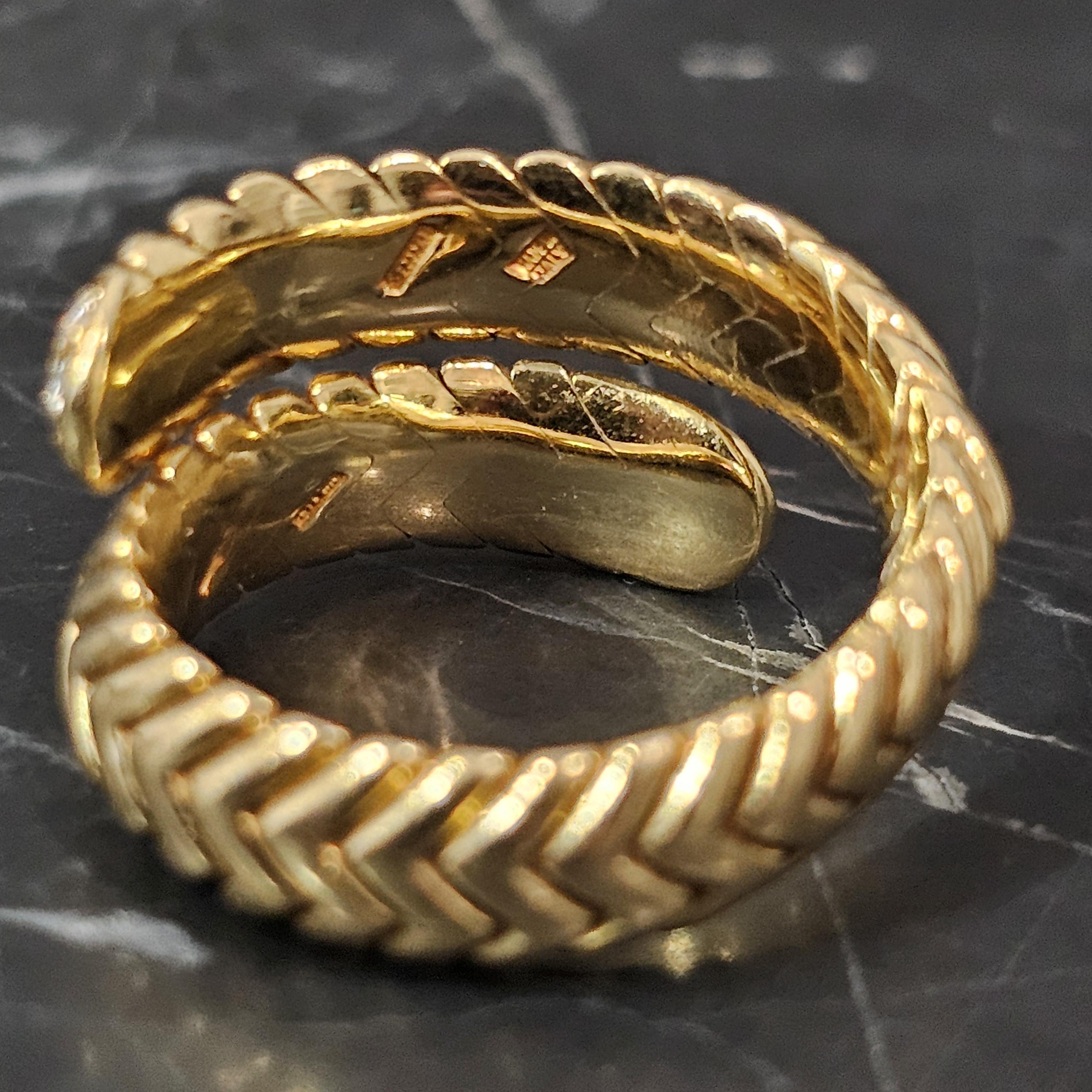 Bvlgari Bulgari Spiga Diamond Coil Ring 18k Yellow Gold size 6 11.5g im Zustand „Gut“ im Angebot in Northbrook, IL