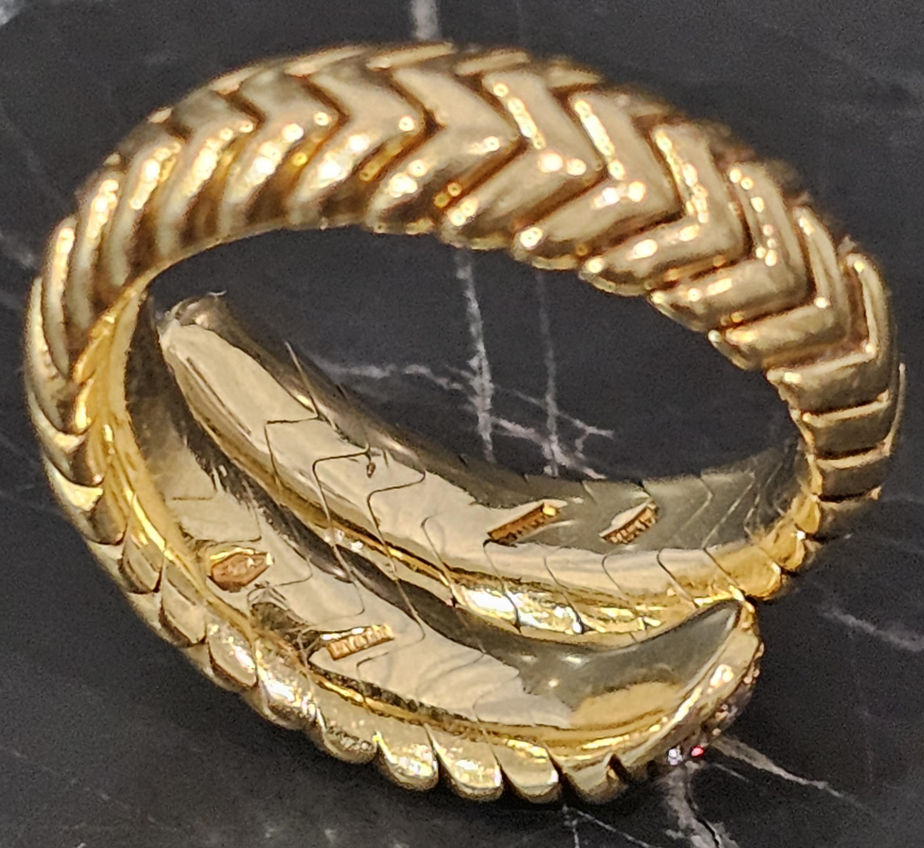 Bvlgari Bulgari Spiga Diamond Coil Ring 18k Yellow Gold size 6 11.5g Damen im Angebot