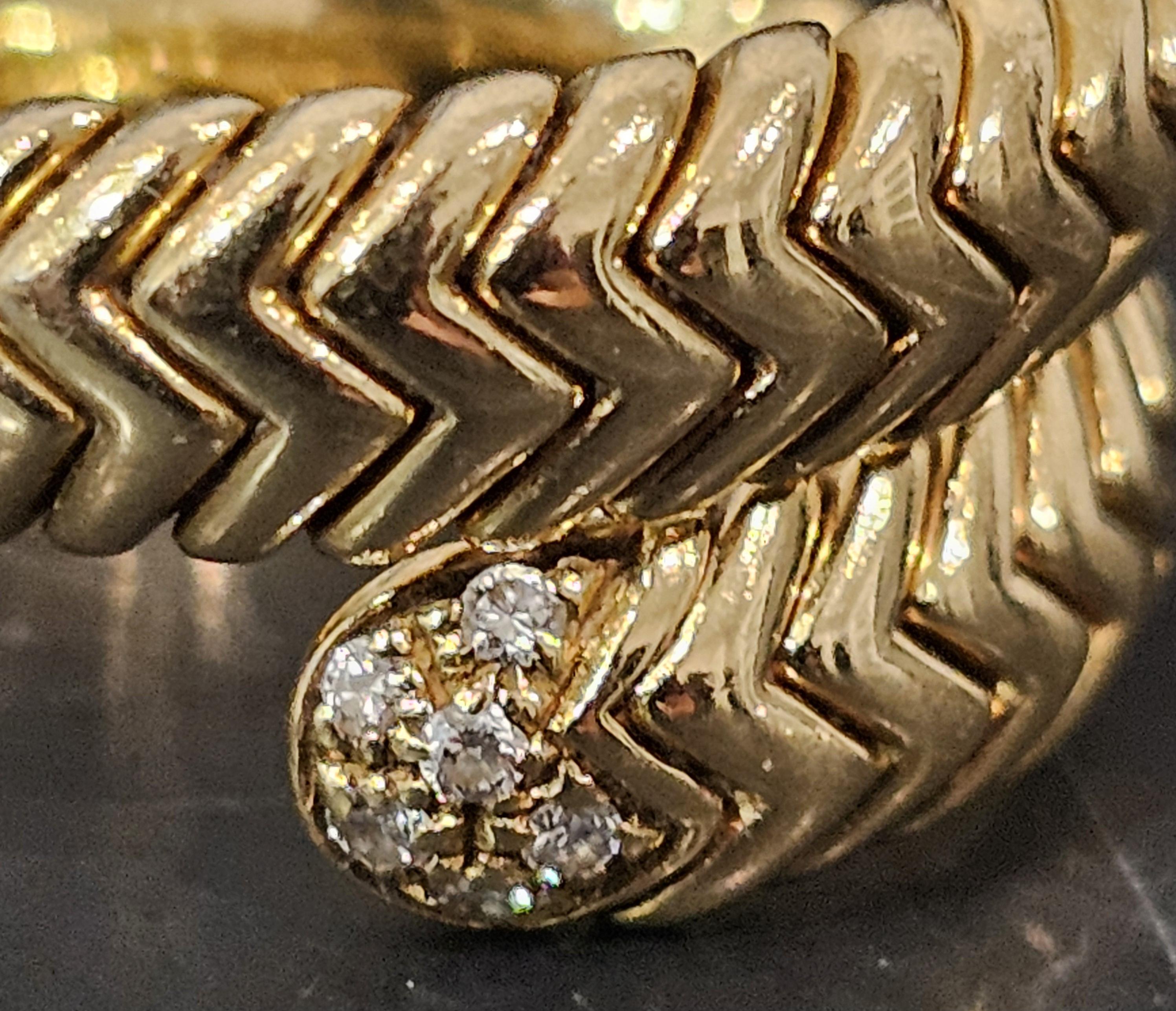 Bvlgari Bulgari Spiga Diamond Coil Ring 18k Yellow Gold size 6 11.5g im Angebot 1