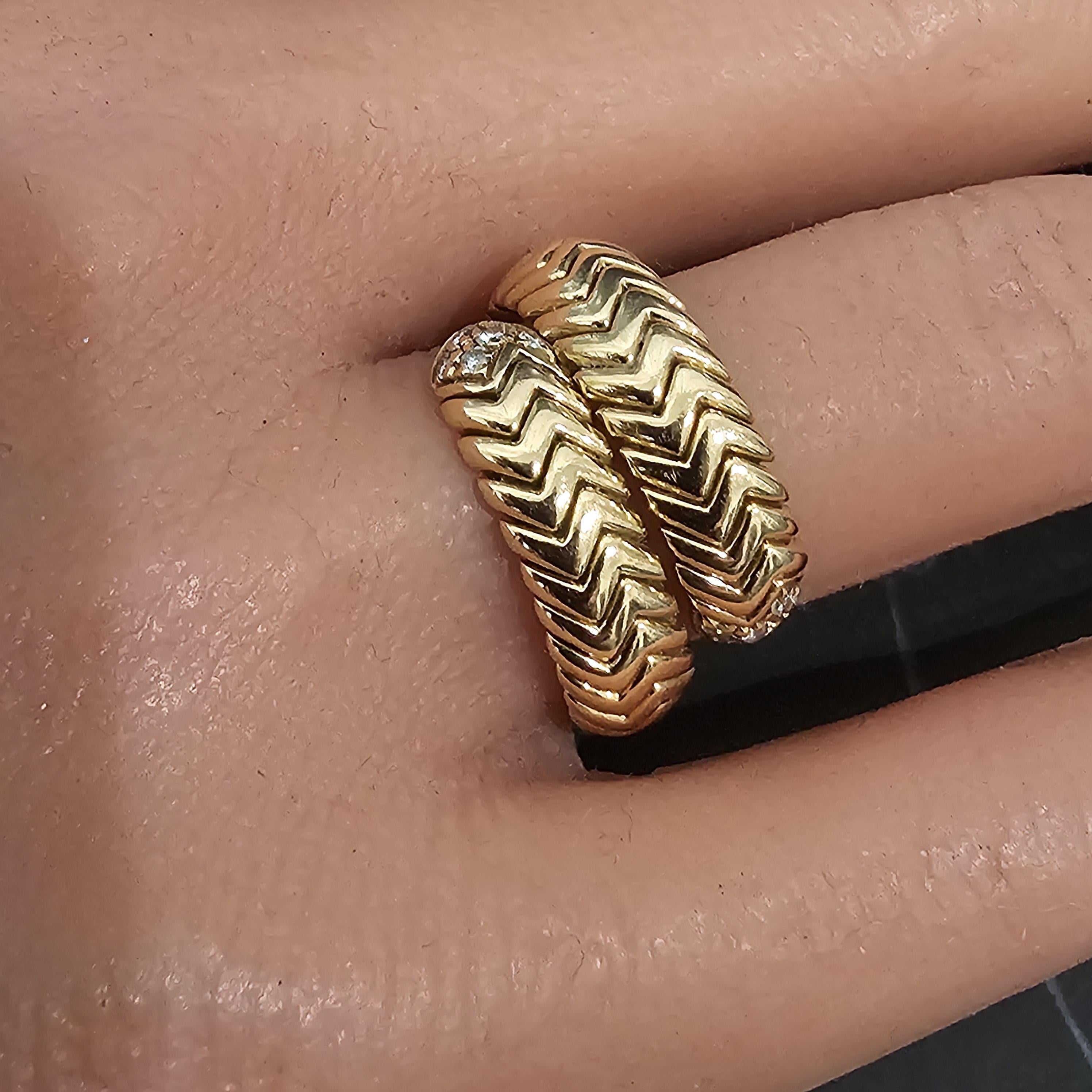 Bvlgari Bulgari Spiga Diamond Coil Ring 18k Yellow Gold size 6 11.5g im Angebot 4