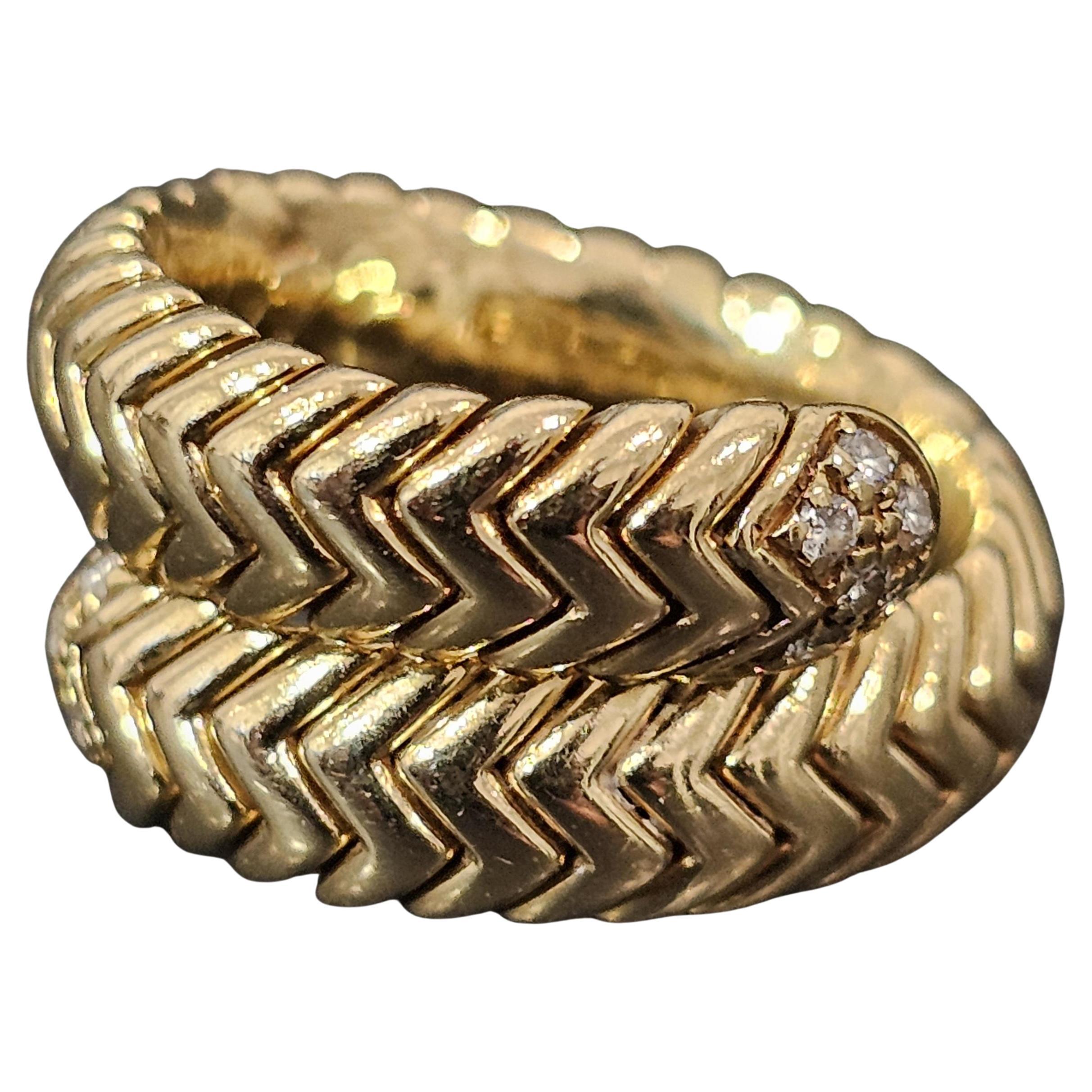 Bvlgari Bulgari Spiga Diamond Coil Ring 18k Yellow Gold size 6 11.5g im Angebot