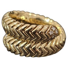 Bvlgari Bulgari Spiga Diamond Coil Ring 18k Yellow Gold size 6 11.5g