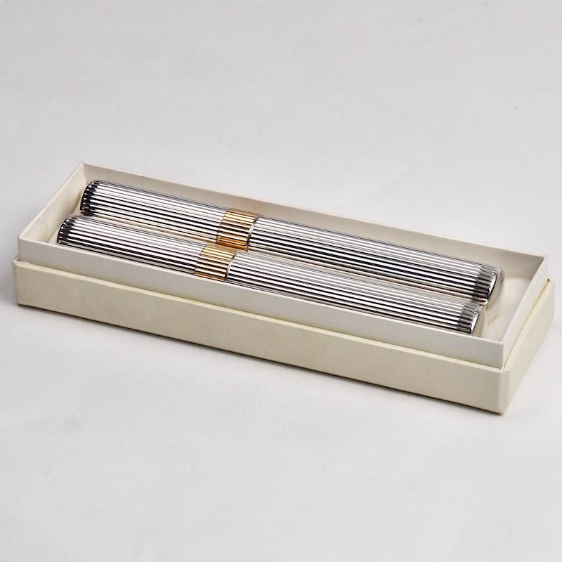 Mid-20th Century Bvlgari Bulgari Sterling Silver and Gold Double Cigar Holder in Original Box