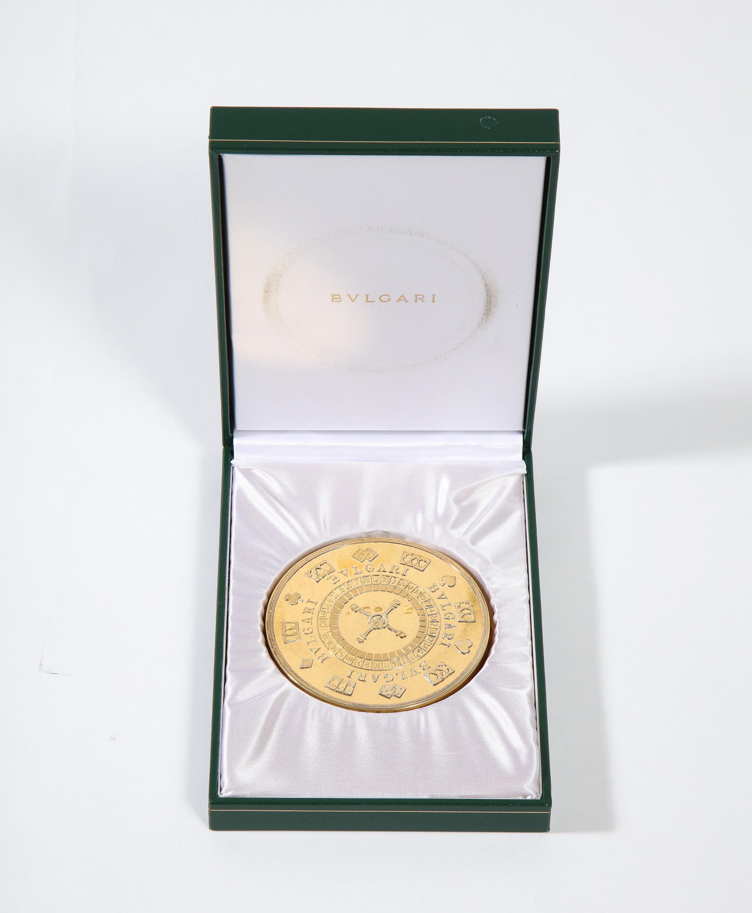 Bvlgari Bulgari Sterling Silver-Gilt Oversized Casino Paperweight Coin 