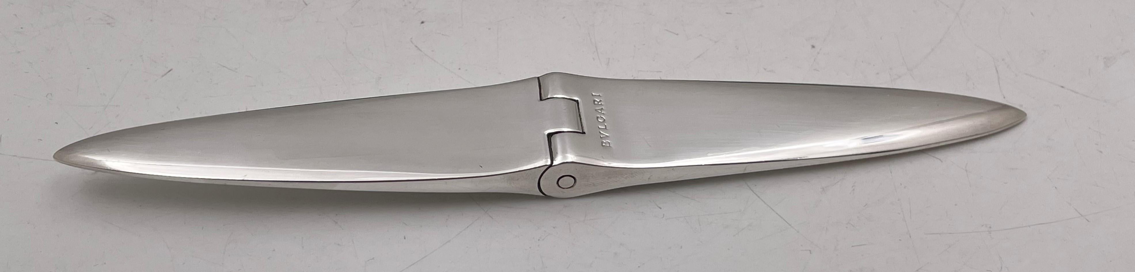 Bvlgari / Bulgari sterling silver letter opener with heavy gage silver. This high-quality decorative piece measures 7 1/2'' in length by 1'' in width, marked 