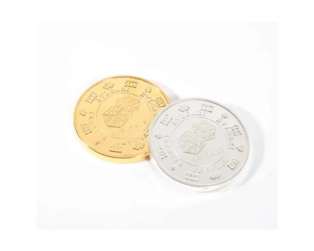 Bvlgari Bulgari Sterling Silver Oversized Casino Paperweight Coin 
