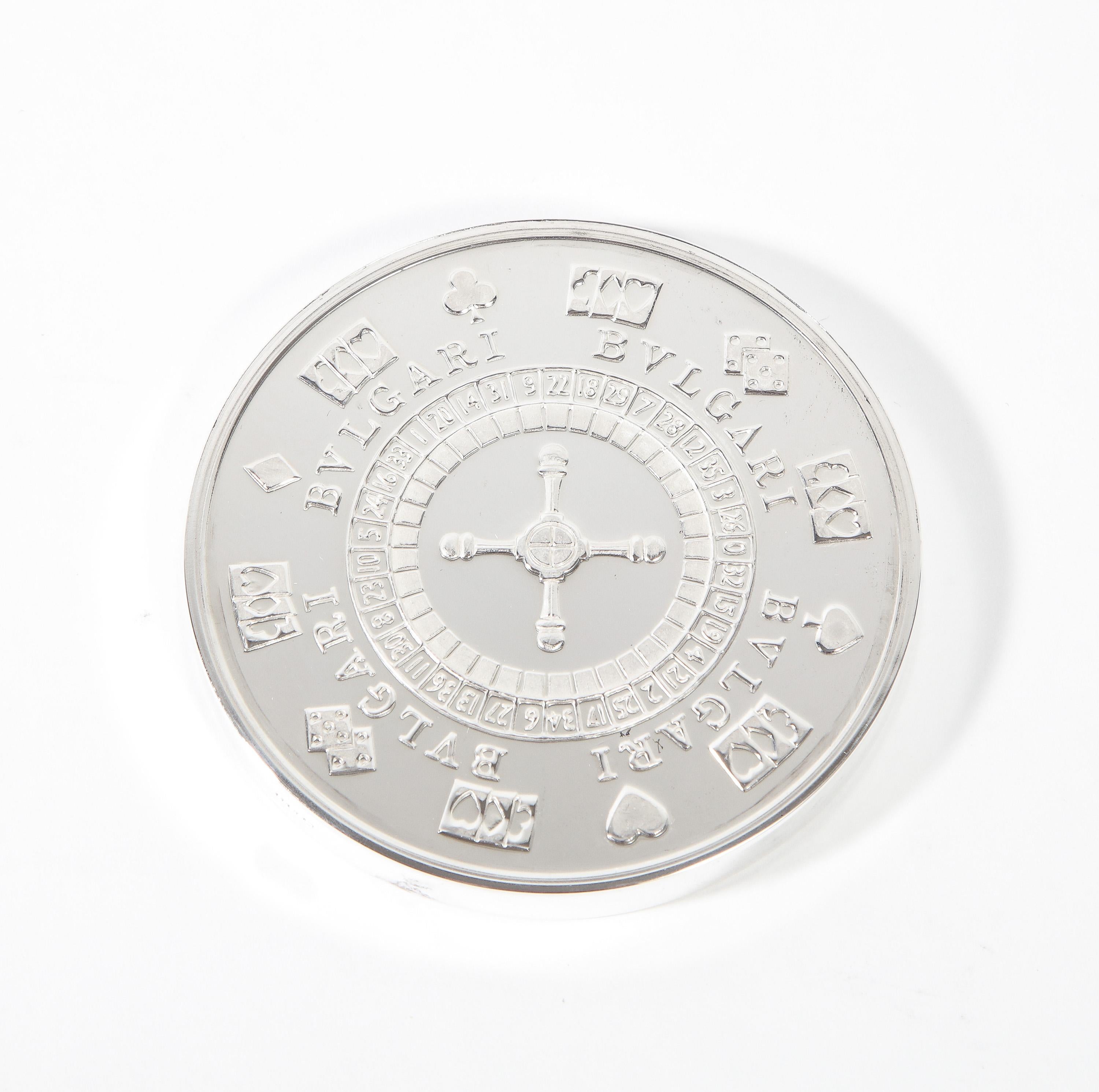 Bvlgari Bulgari sterling silver-gilt oversized casino paperweight coin 