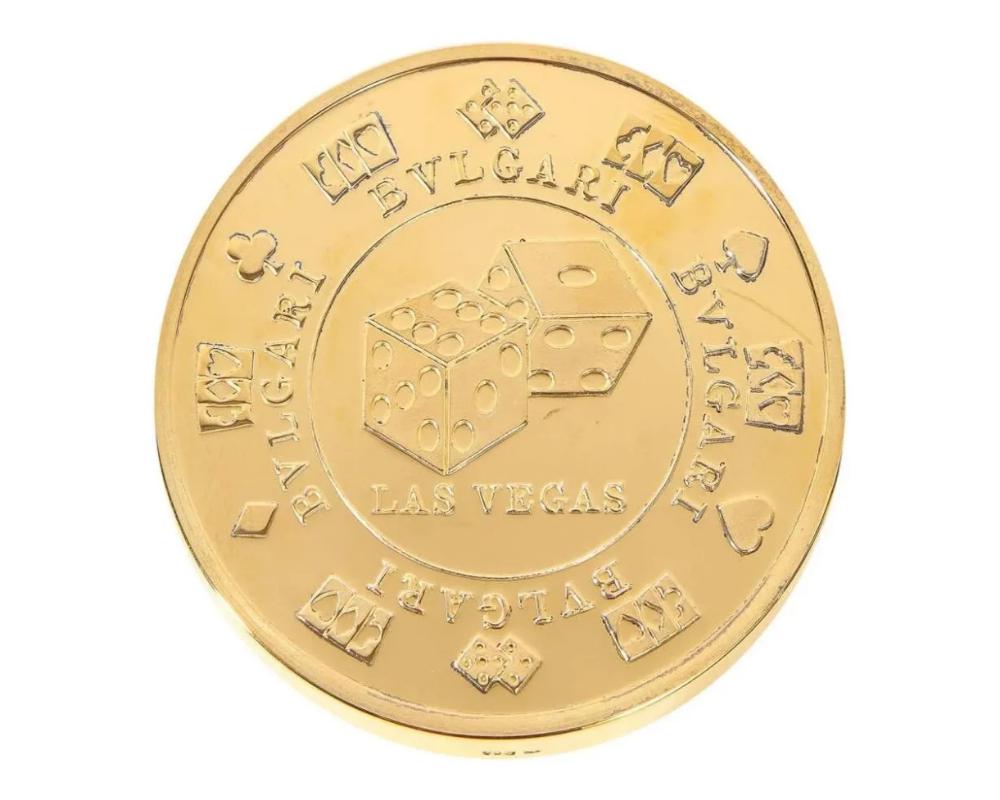 BVLGARI Bulgari Sterling Silber vergoldet übergroße Casino Briefbeschwerer Münze 