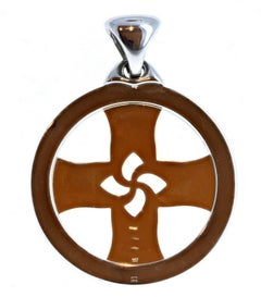 Bvlgari Bulgari Tondo Cross 18k Yellow Gold & Stainless Steel Pendant 24.1g