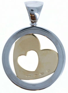 Bvlgari Bulgari Tondo Heart 18k Yellow Gold & Stainless Steel Pendant 11.3g