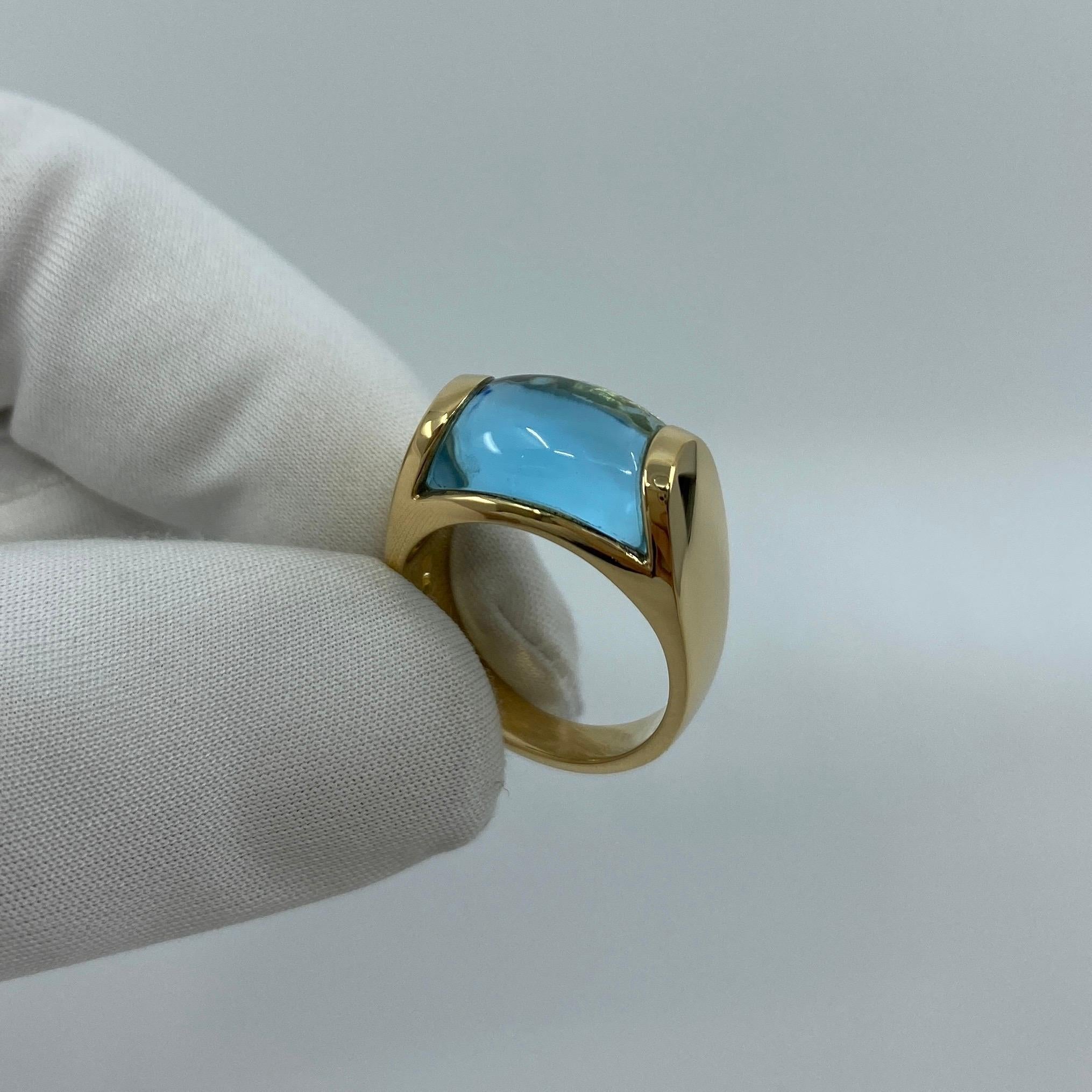 Bvlgari Bulgari Tronchetto 18 Karat Yellow Gold Blue Topaz Ring with Box 3