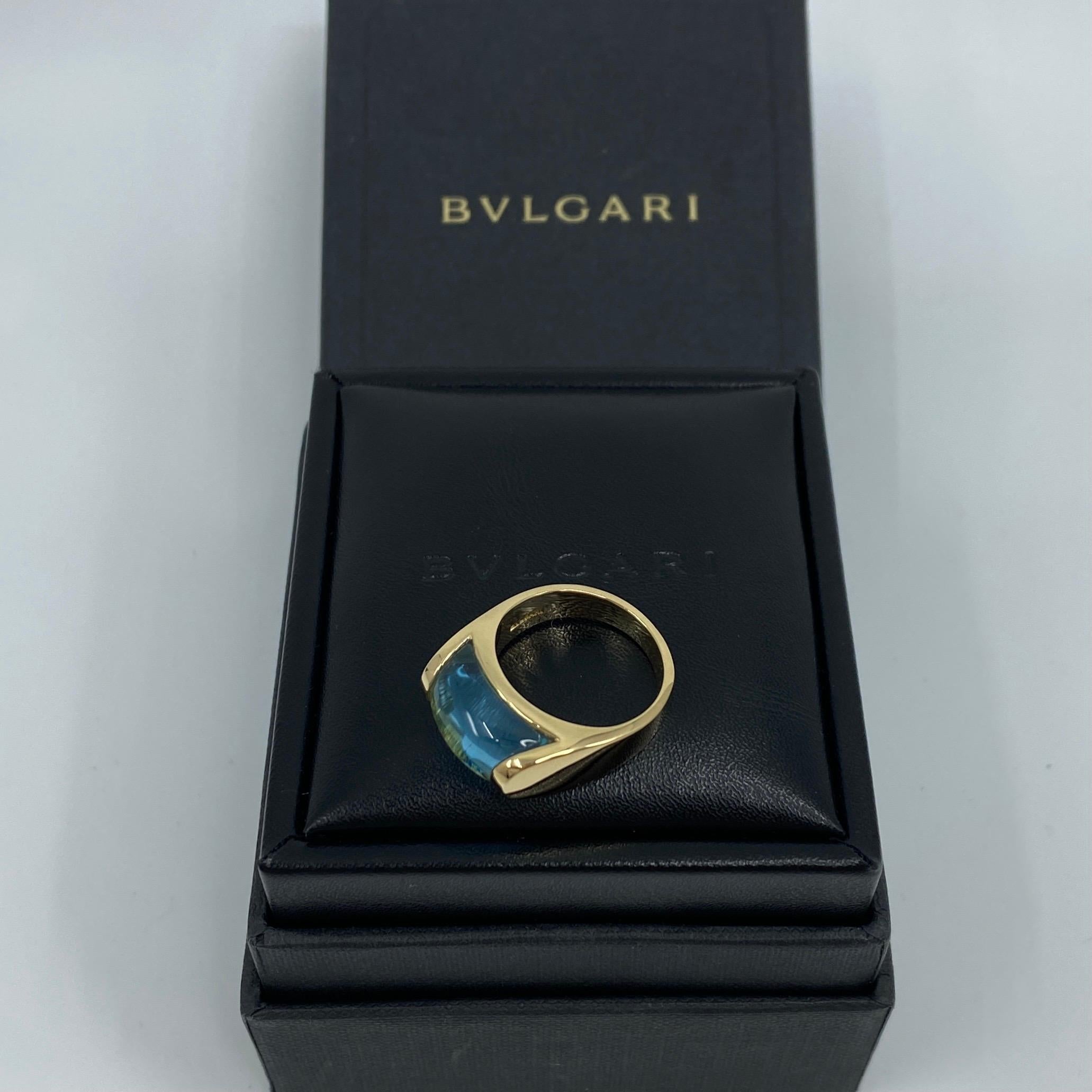 Bvlgari Bulgari Tronchetto 18 Karat Yellow Gold Blue Topaz Ring with Box 4