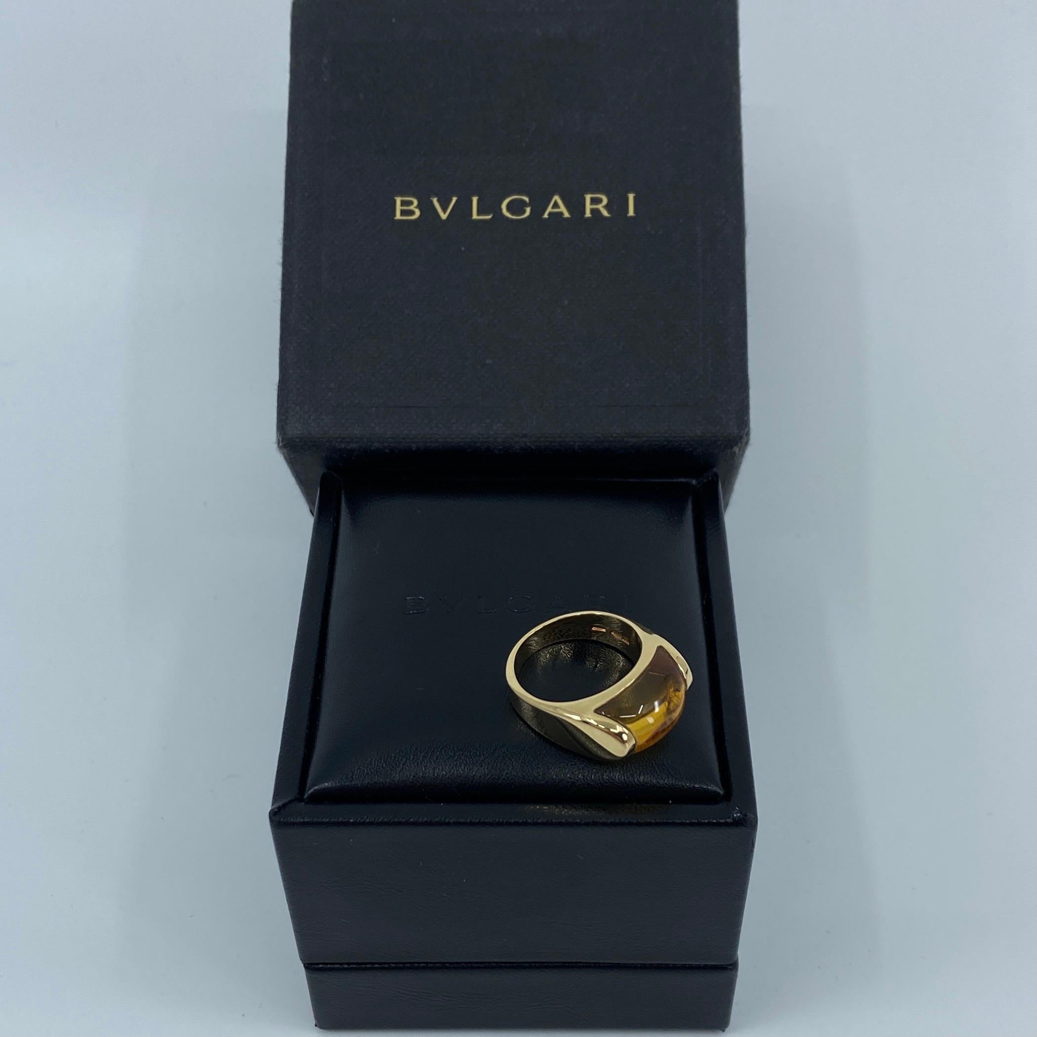 Bvlgari Bulgari Tronchetto 18 Karat Yellow Gold Orange Citrine Ring with Box 3