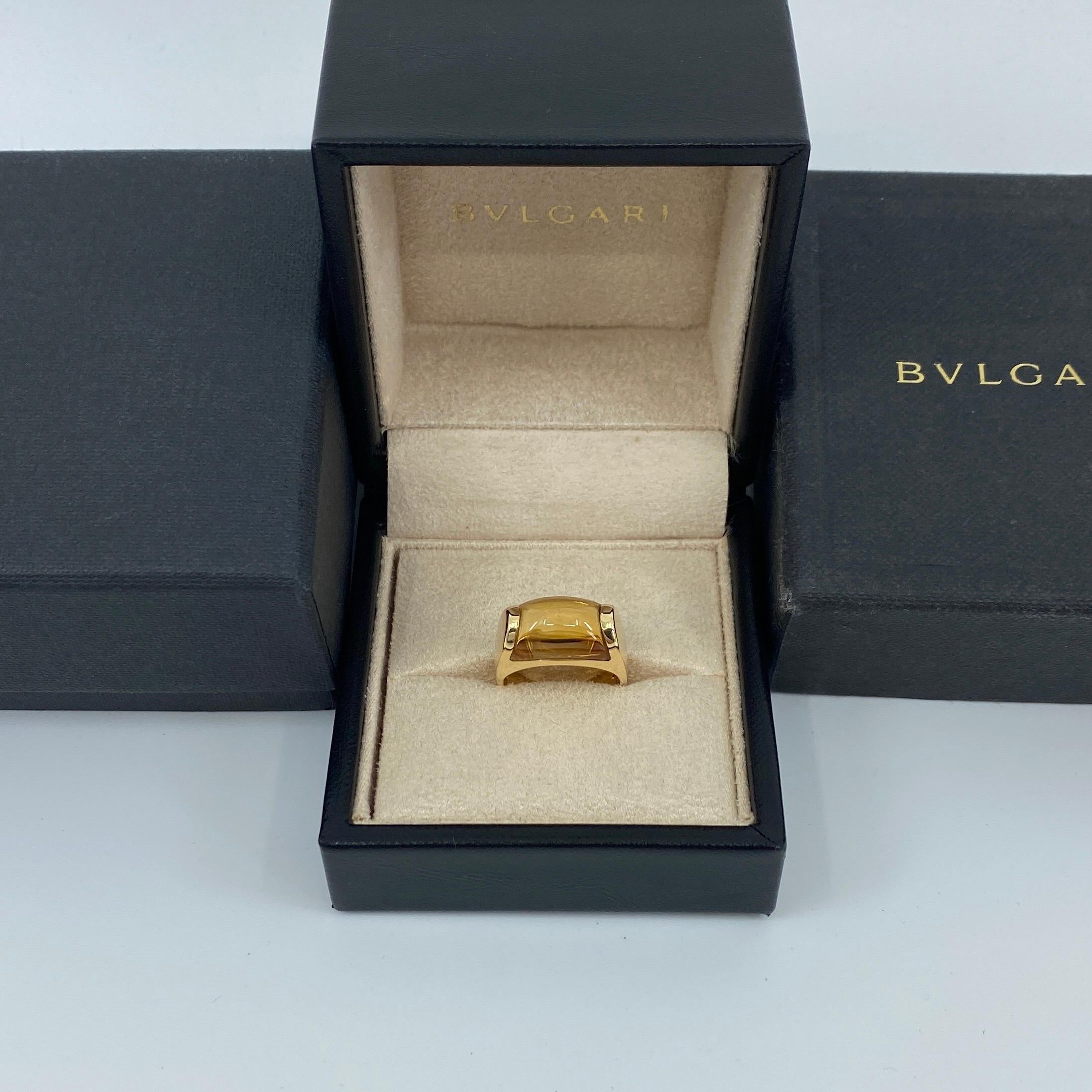 Bvlgari Bulgari Tronchetto 18 Karat Yellow Gold Orange Citrine Ring with Box In Excellent Condition In Birmingham, GB