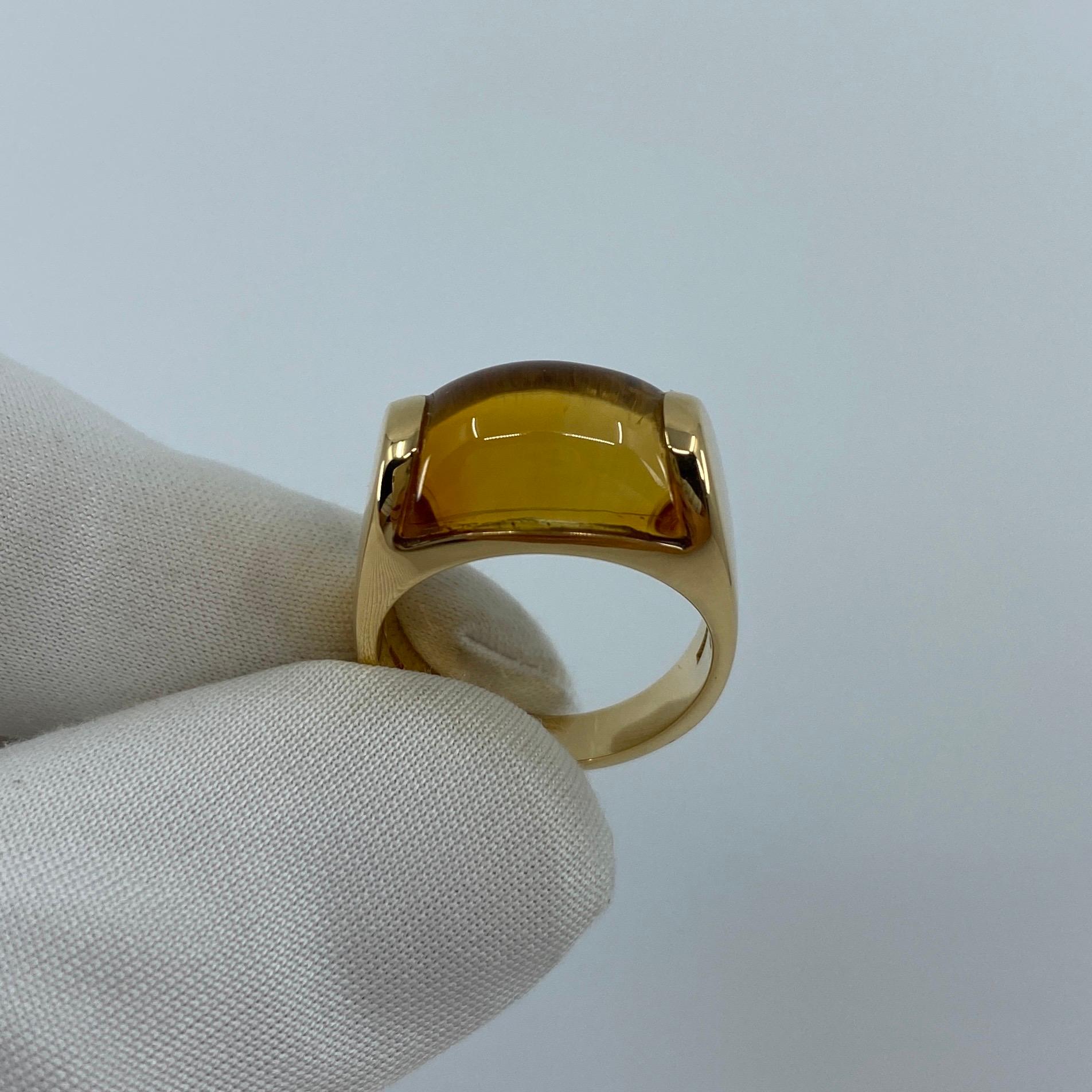 Women's or Men's Bvlgari Bulgari Tronchetto 18 Karat Yellow Gold Orange Citrine Ring with Box