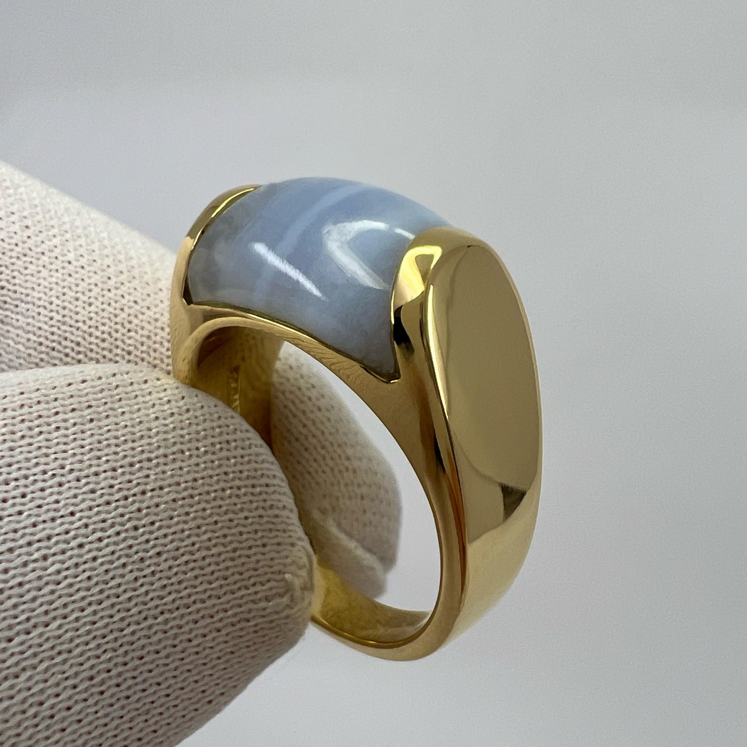 Bvlgari Bulgari Tronchetto 18k Yellow Gold Blue Purple Agate Ring with Box 6.5 For Sale 5