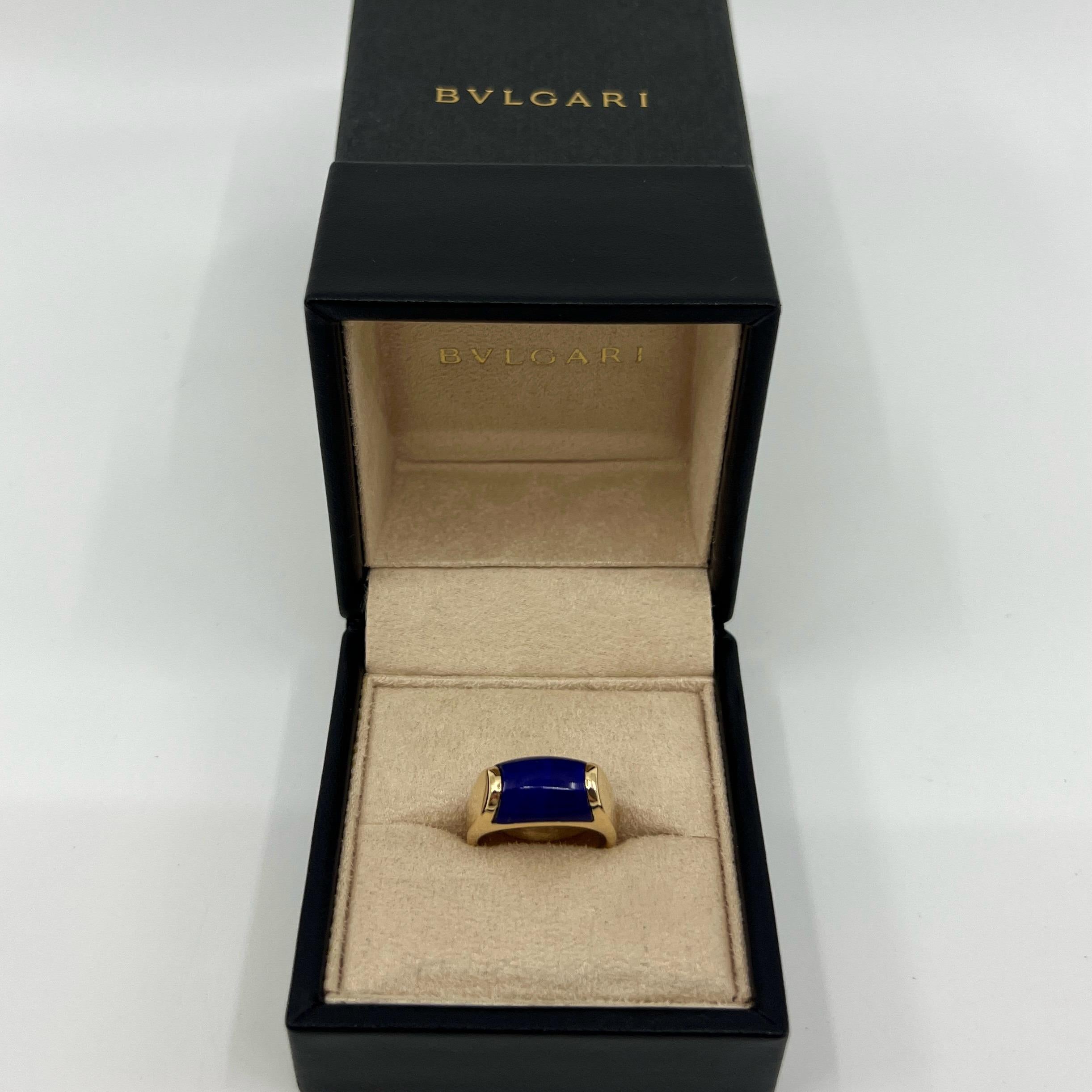 Bvlgari Bulgari Tronchetto 18k Yellow Gold Lapis Lazuli Ring with Box US6 EU52 For Sale 6
