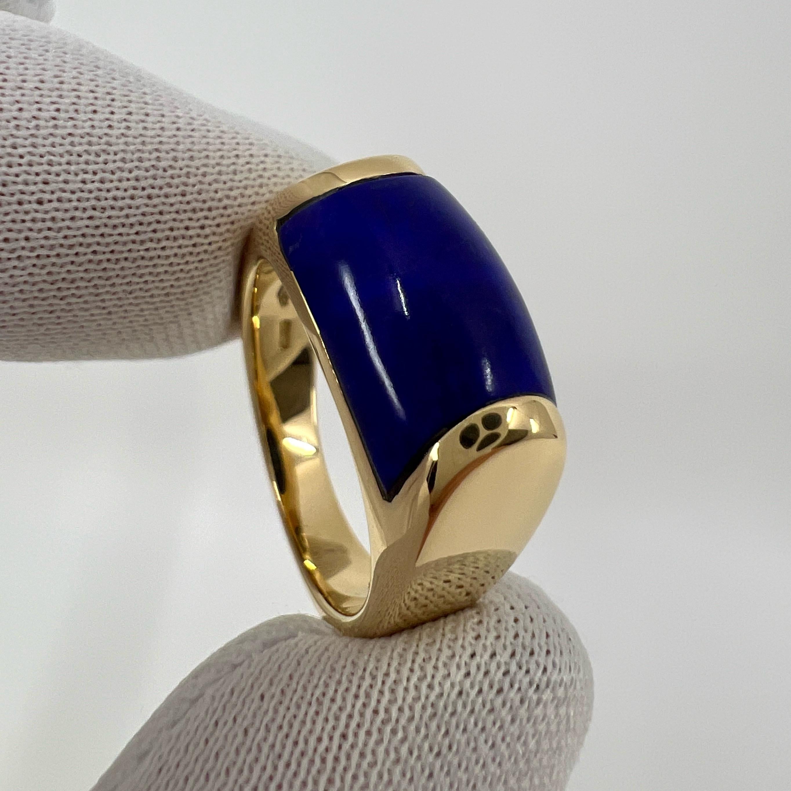 Cabochon Bvlgari Bulgari Tronchetto 18k Yellow Gold Lapis Lazuli Ring with Box US6 EU52 For Sale