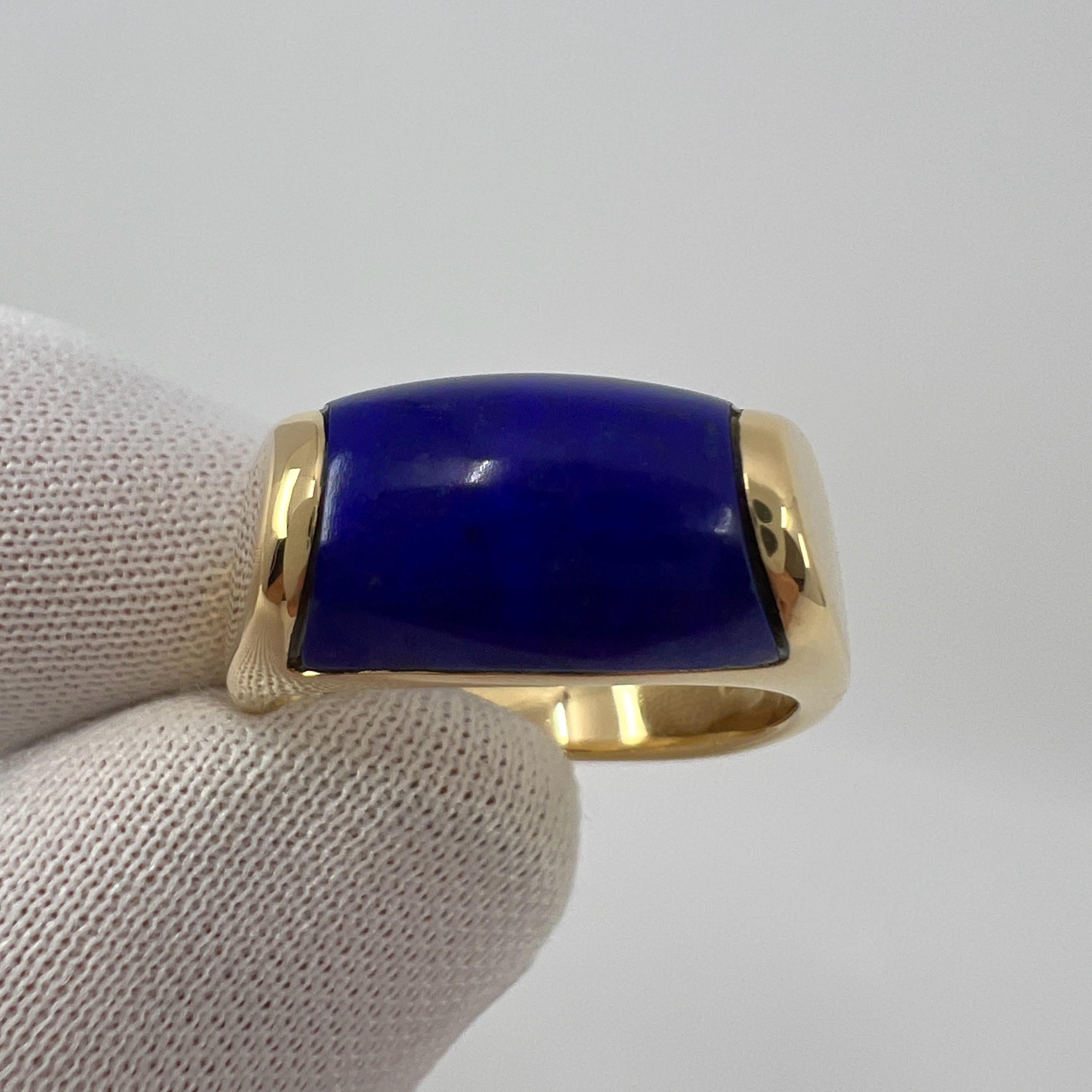 Cabochon Bvlgari Bulgari Tronchetto 18k Yellow Gold Lapis Lazuli Ring with Box US6 EU52 For Sale