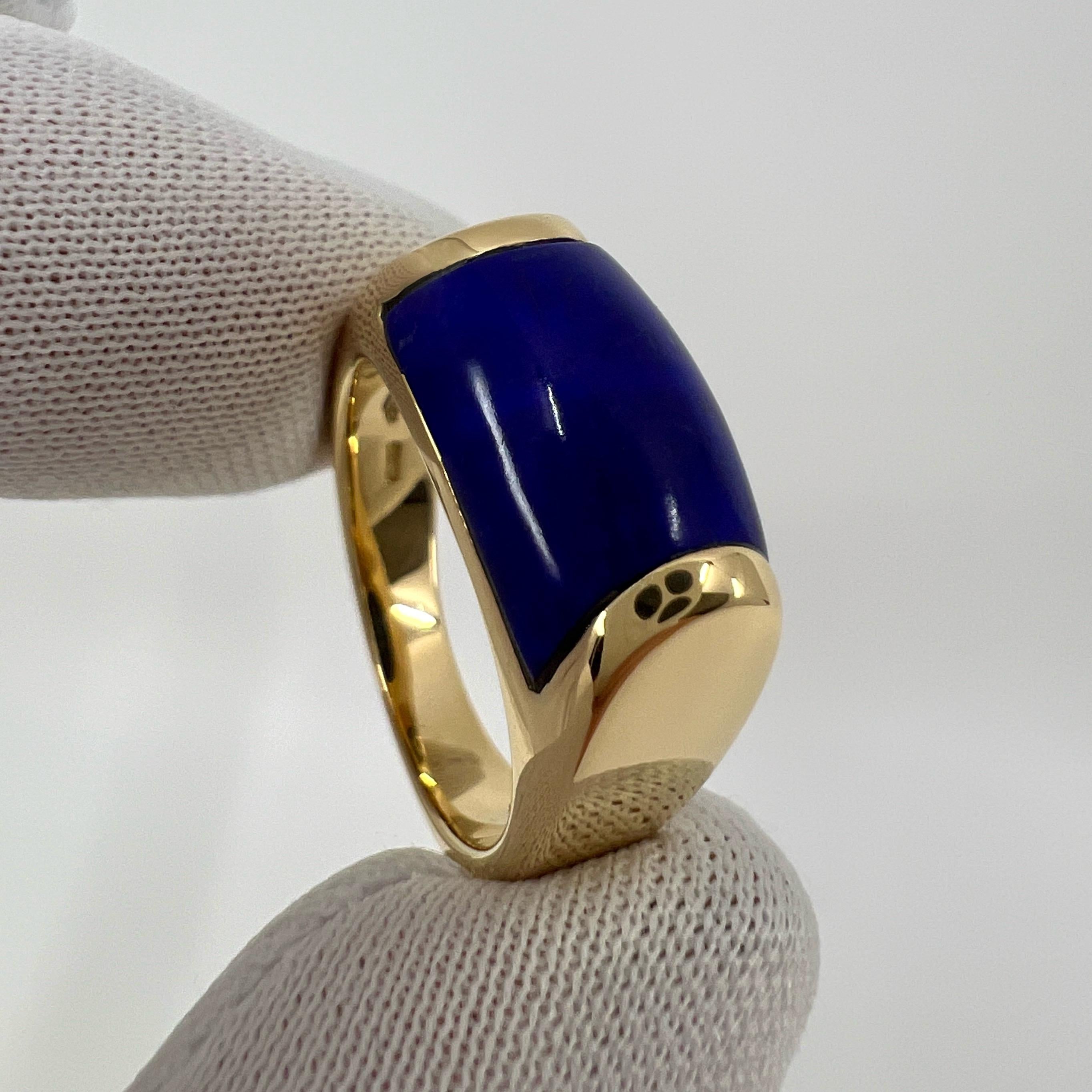Bvlgari Bulgari Tronchetto 18k Yellow Gold Lapis Lazuli Ring with Box US6 EU52 In Excellent Condition For Sale In Birmingham, GB