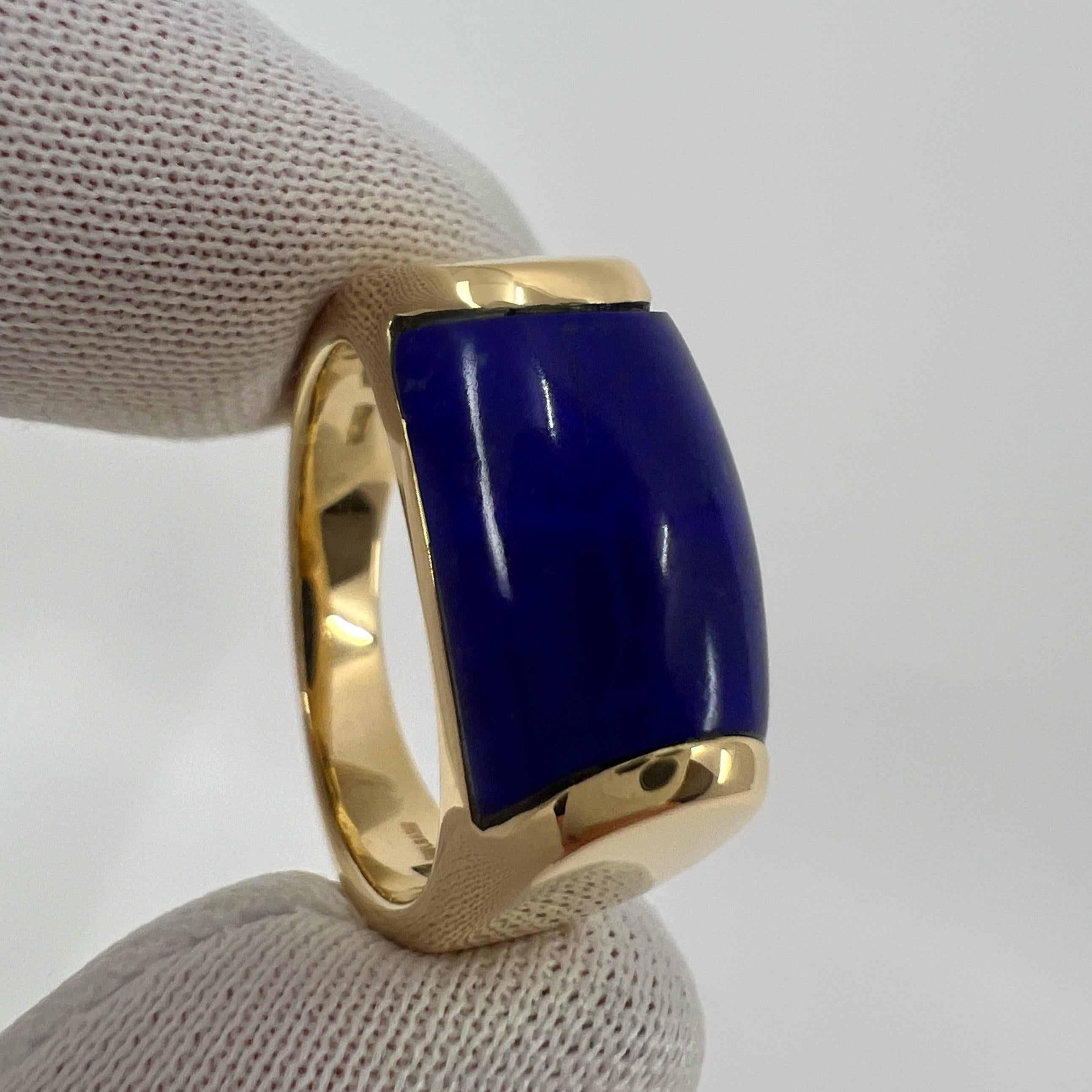 Women's or Men's Bvlgari Bulgari Tronchetto 18k Yellow Gold Lapis Lazuli Ring with Box US6 EU52 For Sale