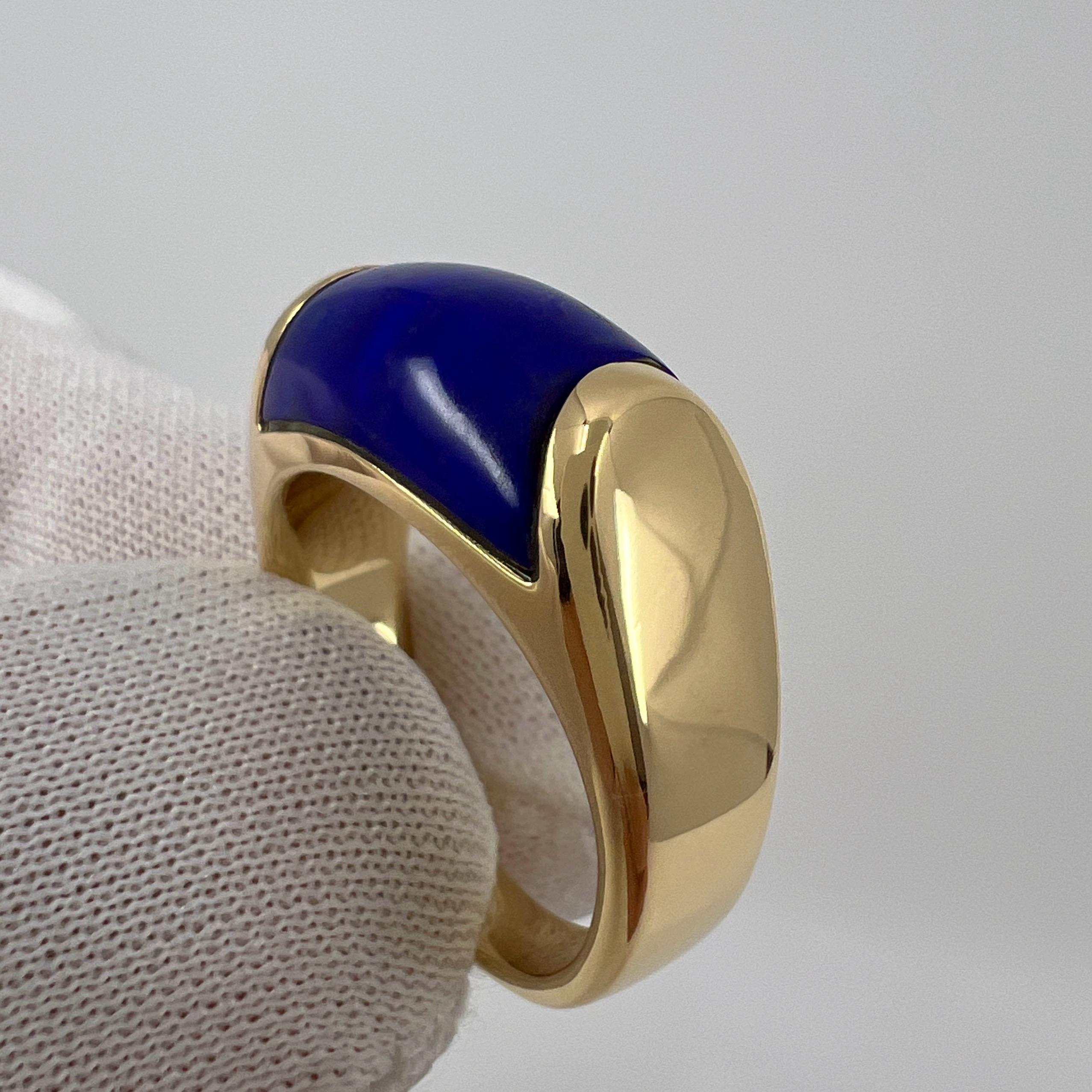 Bvlgari Bulgari Tronchetto 18k Yellow Gold Lapis Lazuli Ring with Box US6 EU52 For Sale 2