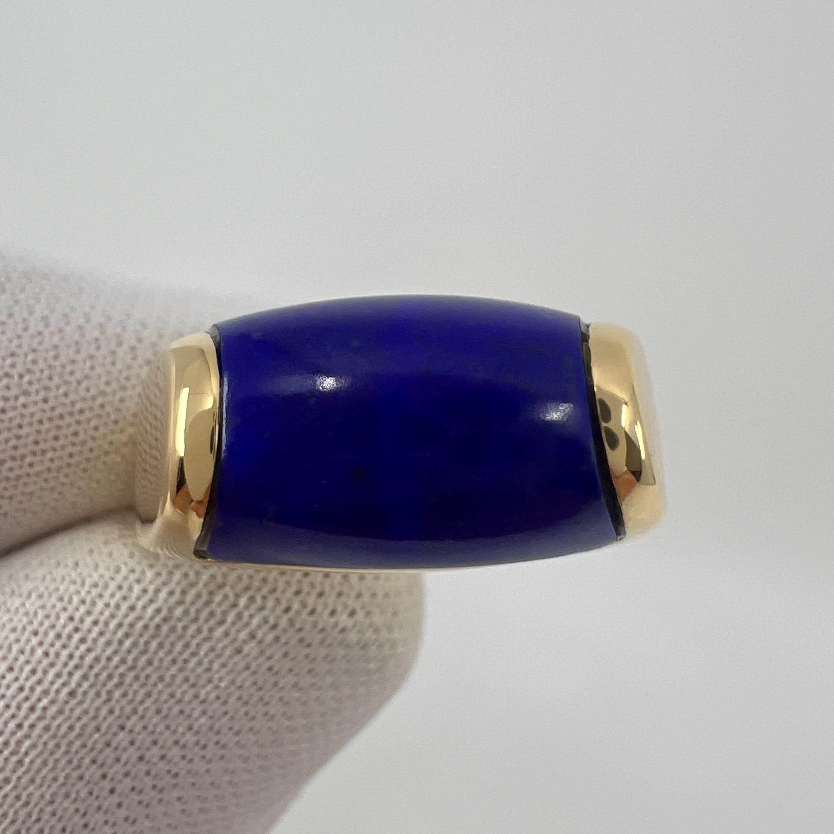 Bvlgari Bulgari Tronchetto 18k Yellow Gold Lapis Lazuli Ring with Box US6 EU52 For Sale 3