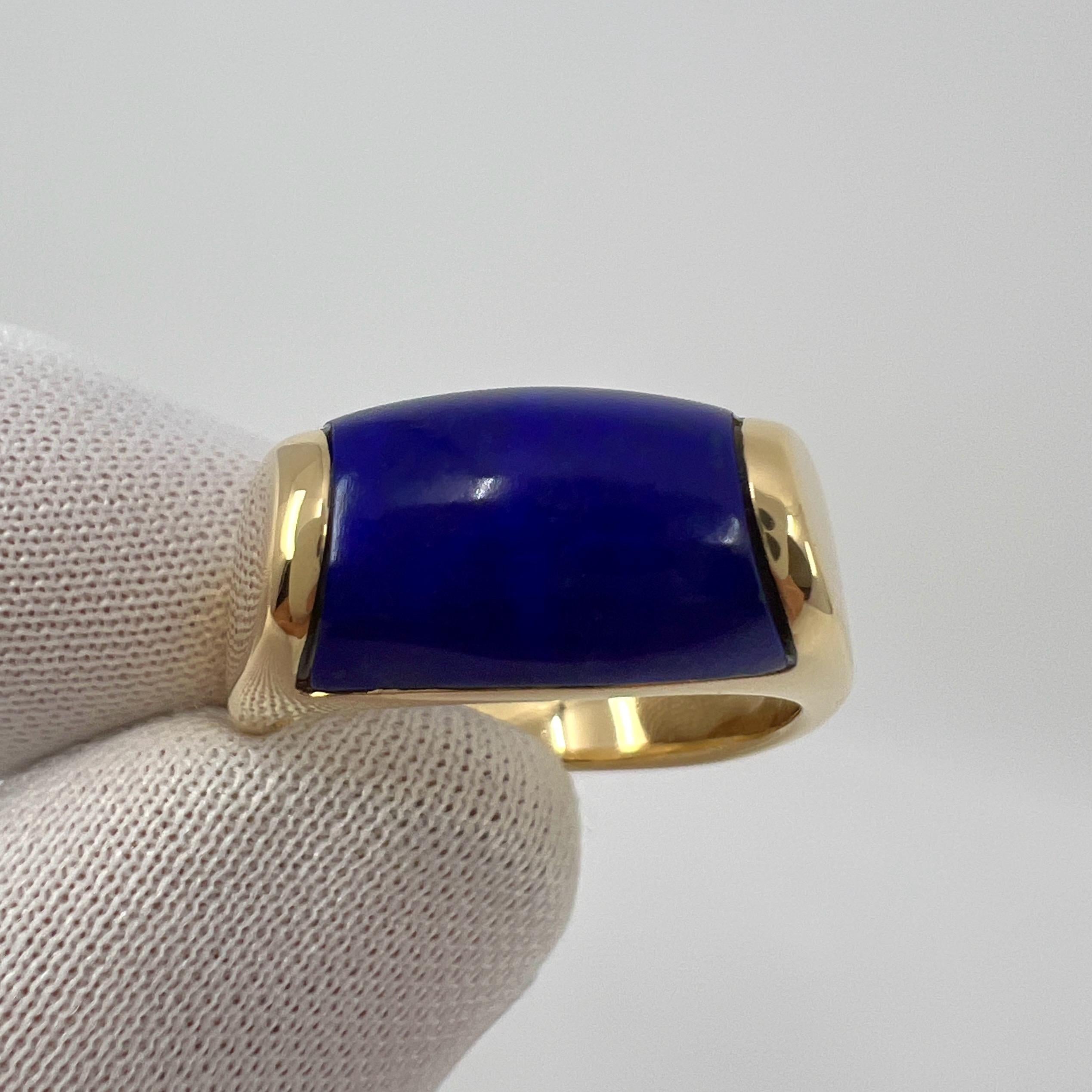 Bvlgari Bulgari Tronchetto 18k Yellow Gold Lapis Lazuli Ring with Box US6 EU52 For Sale 4