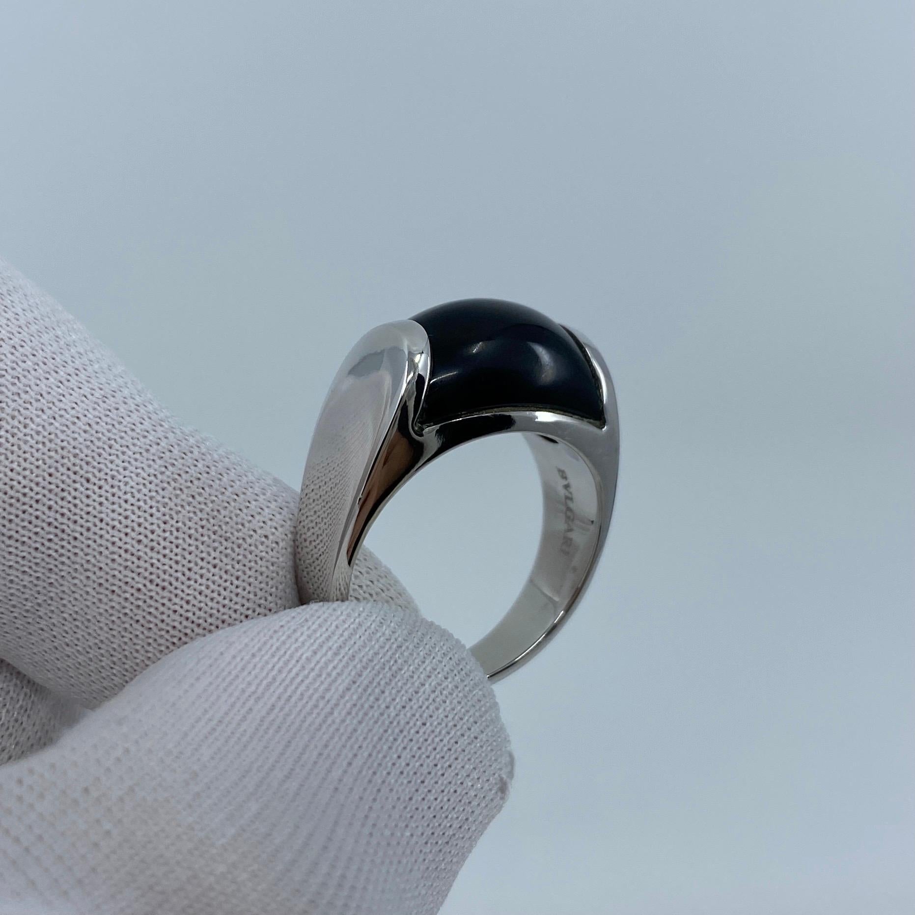 Bvlgari Bulgari Tronchetto Black Onyx 18 Karat White Gold Ring with Box 6