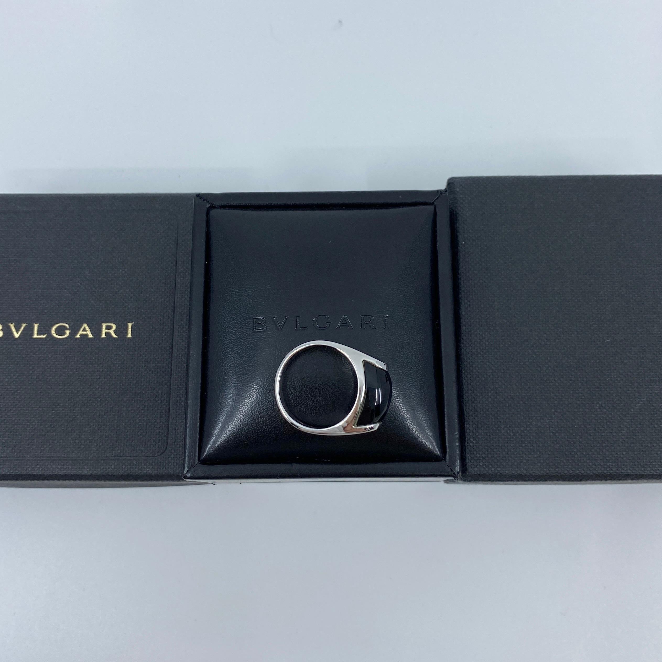 Bvlgari Bulgari Tronchetto Black Onyx 18 Karat White Gold Ring with Box 8